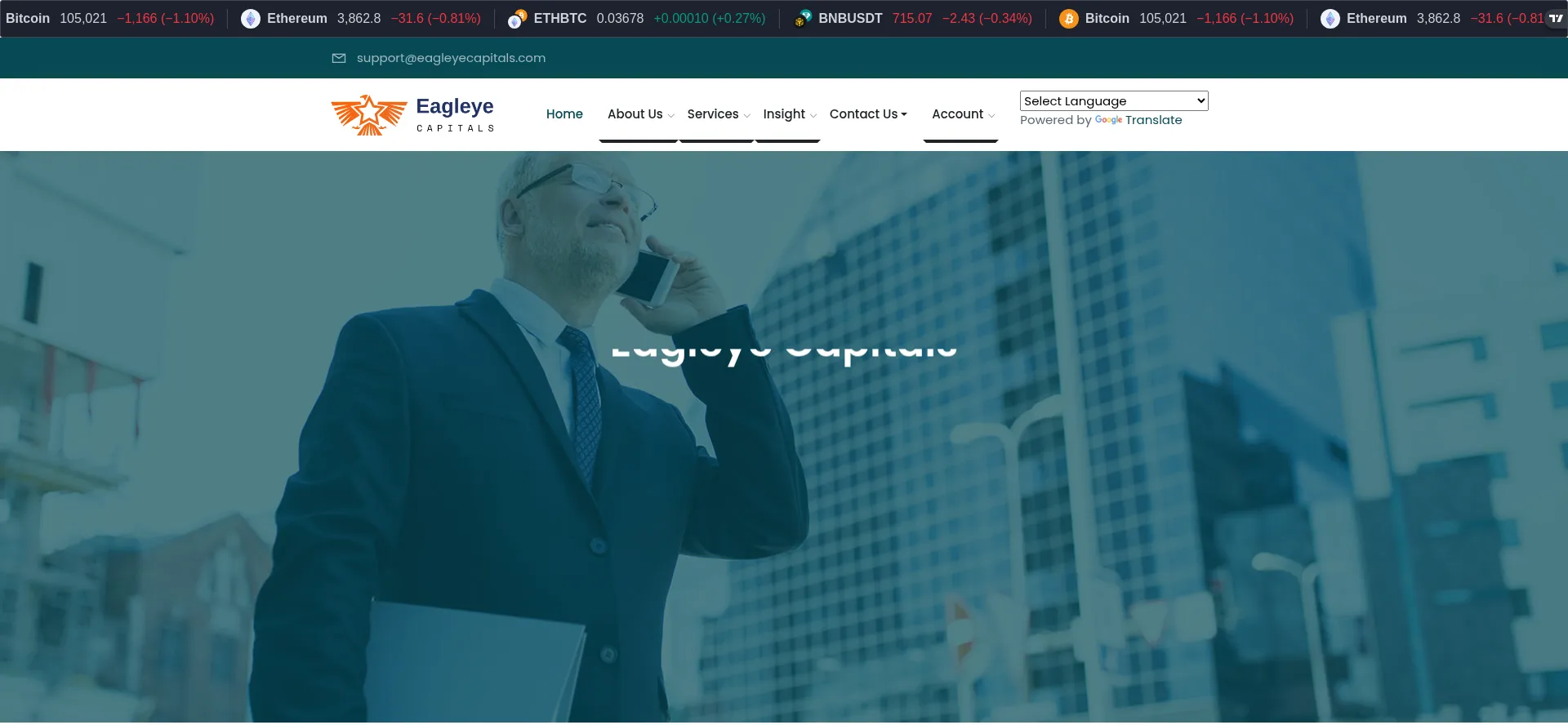 Website screenshot of Eagleyecapitals.com
