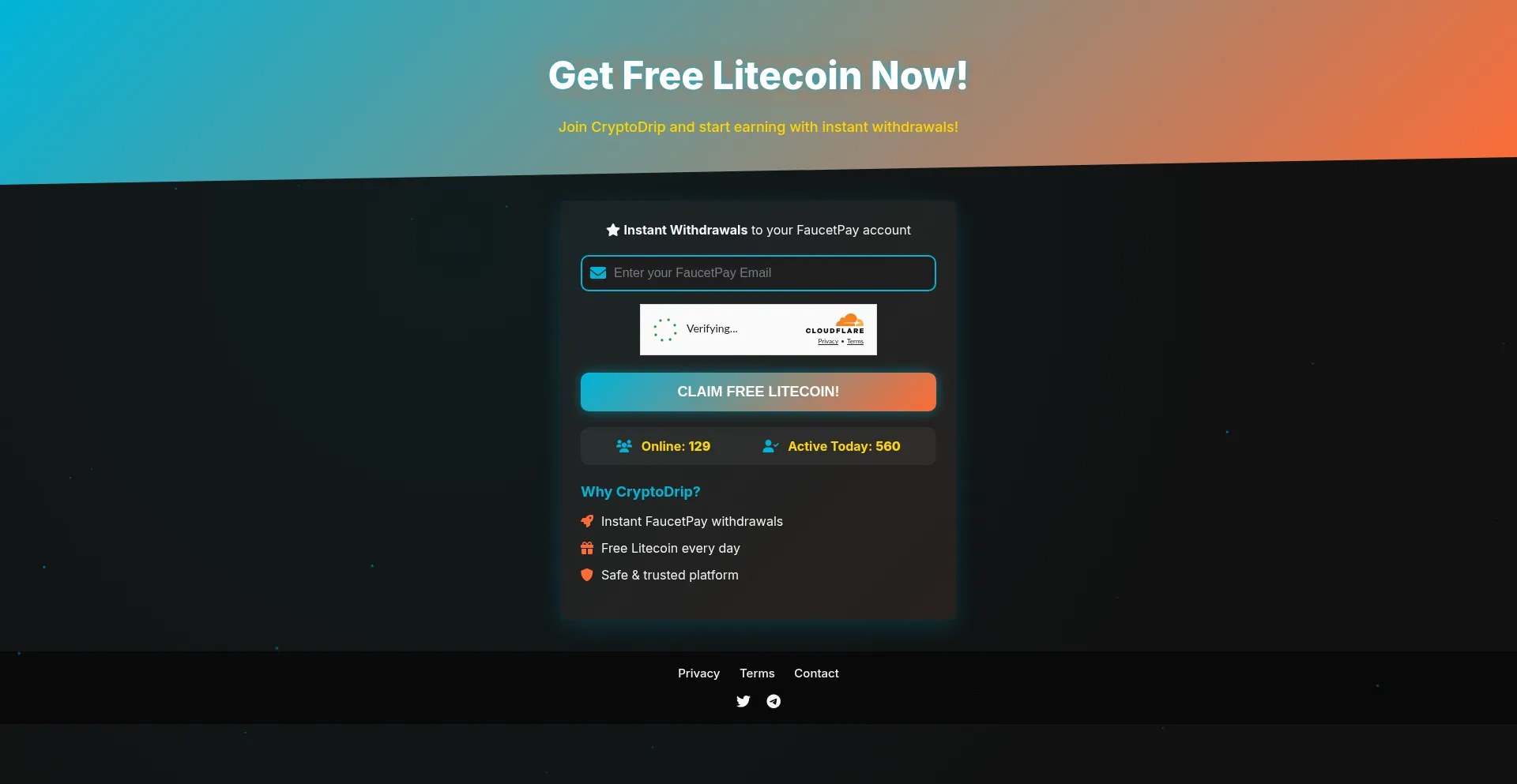 Website screenshot of Earnfreebtc.top