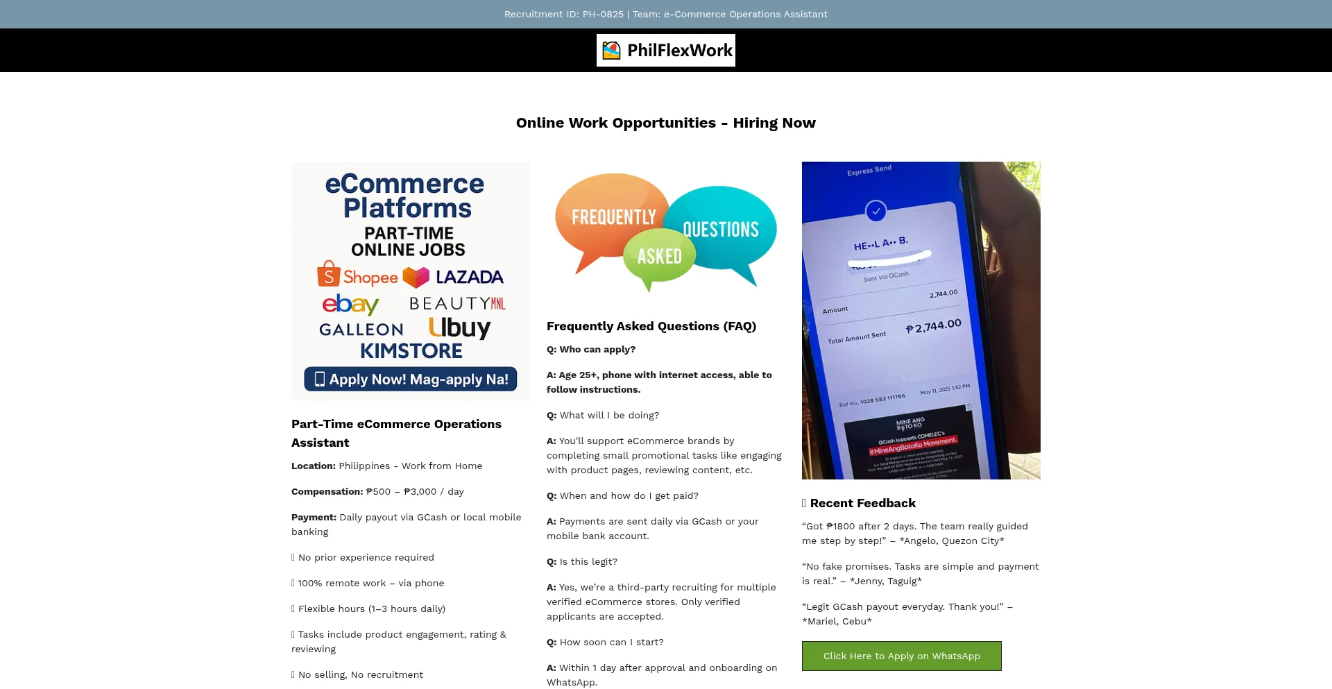 Website screenshot of Earnmoneyphp.com