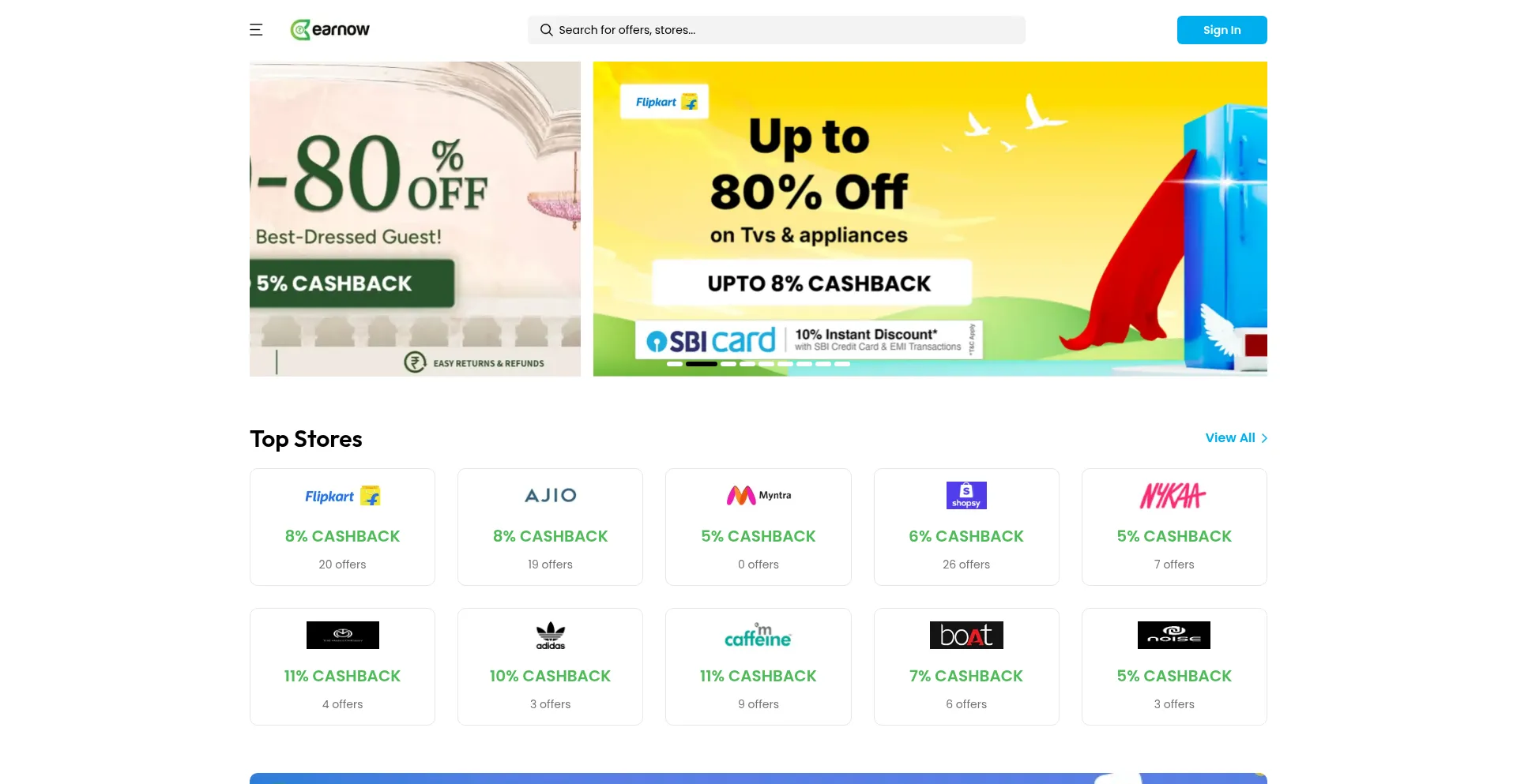 Website screenshot of Earnow.in