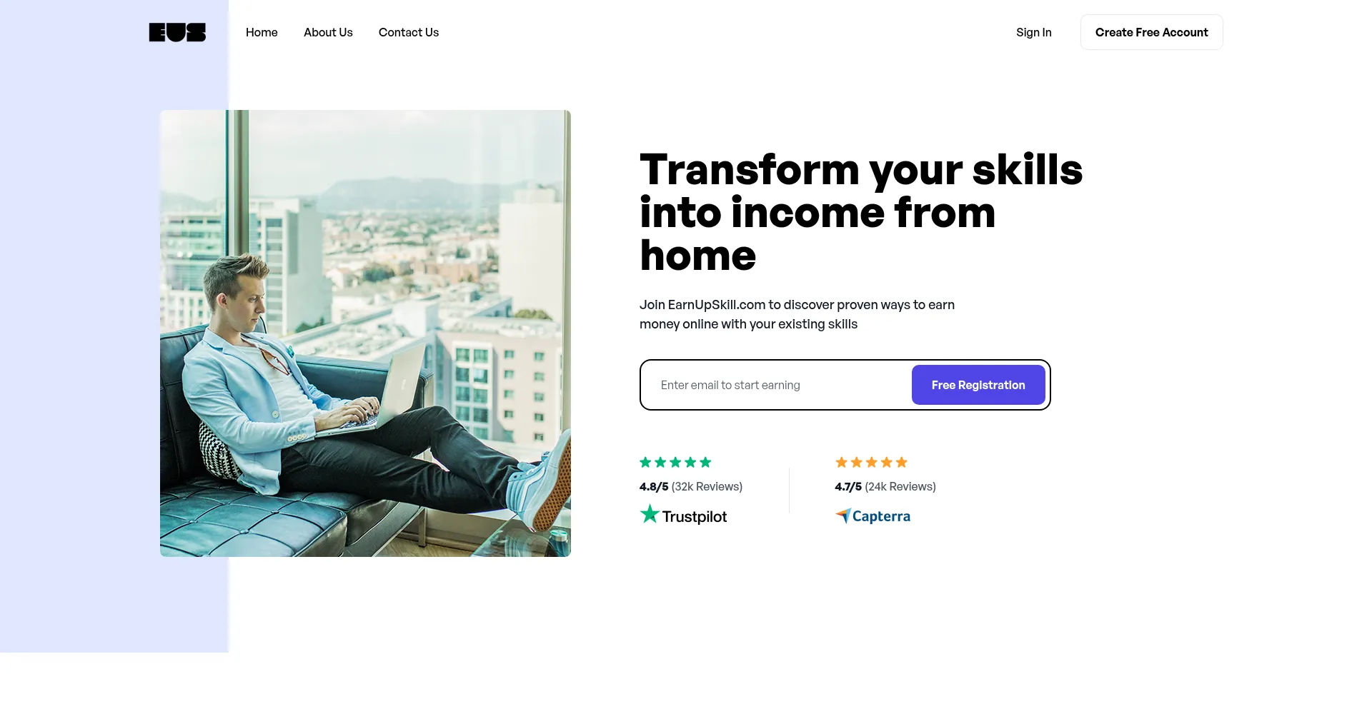 Website screenshot of Earnupskill.com