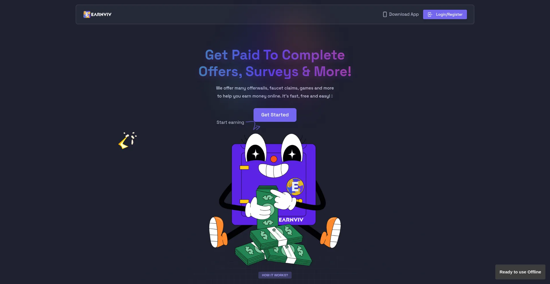 Website screenshot of Earnviv.com