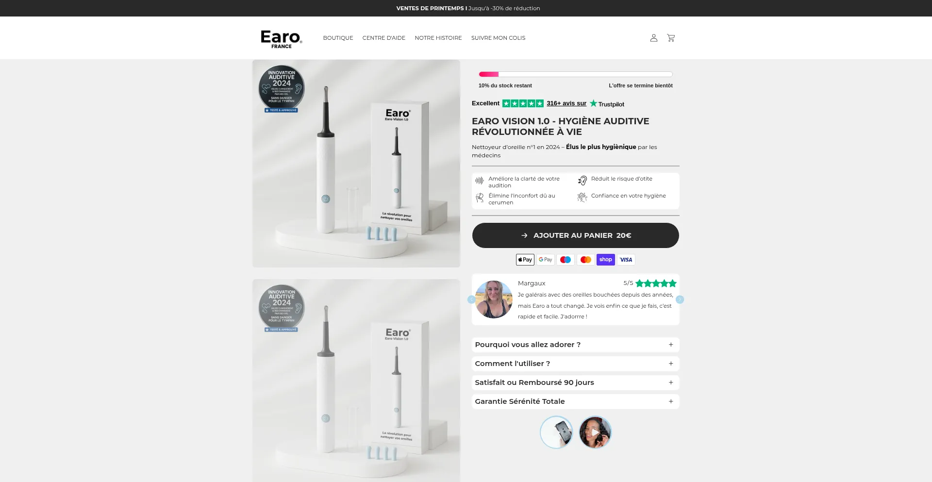 Website screenshot of Earo-france.com