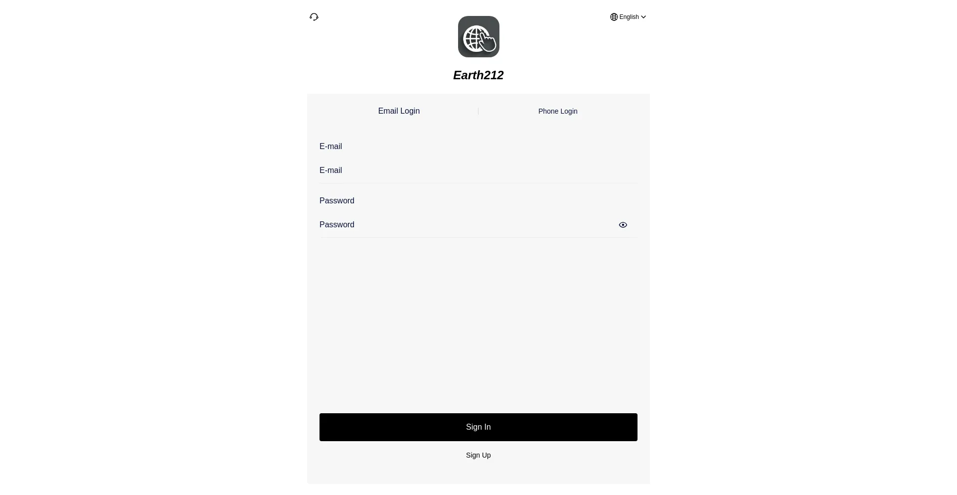 Website screenshot of Earth212.me