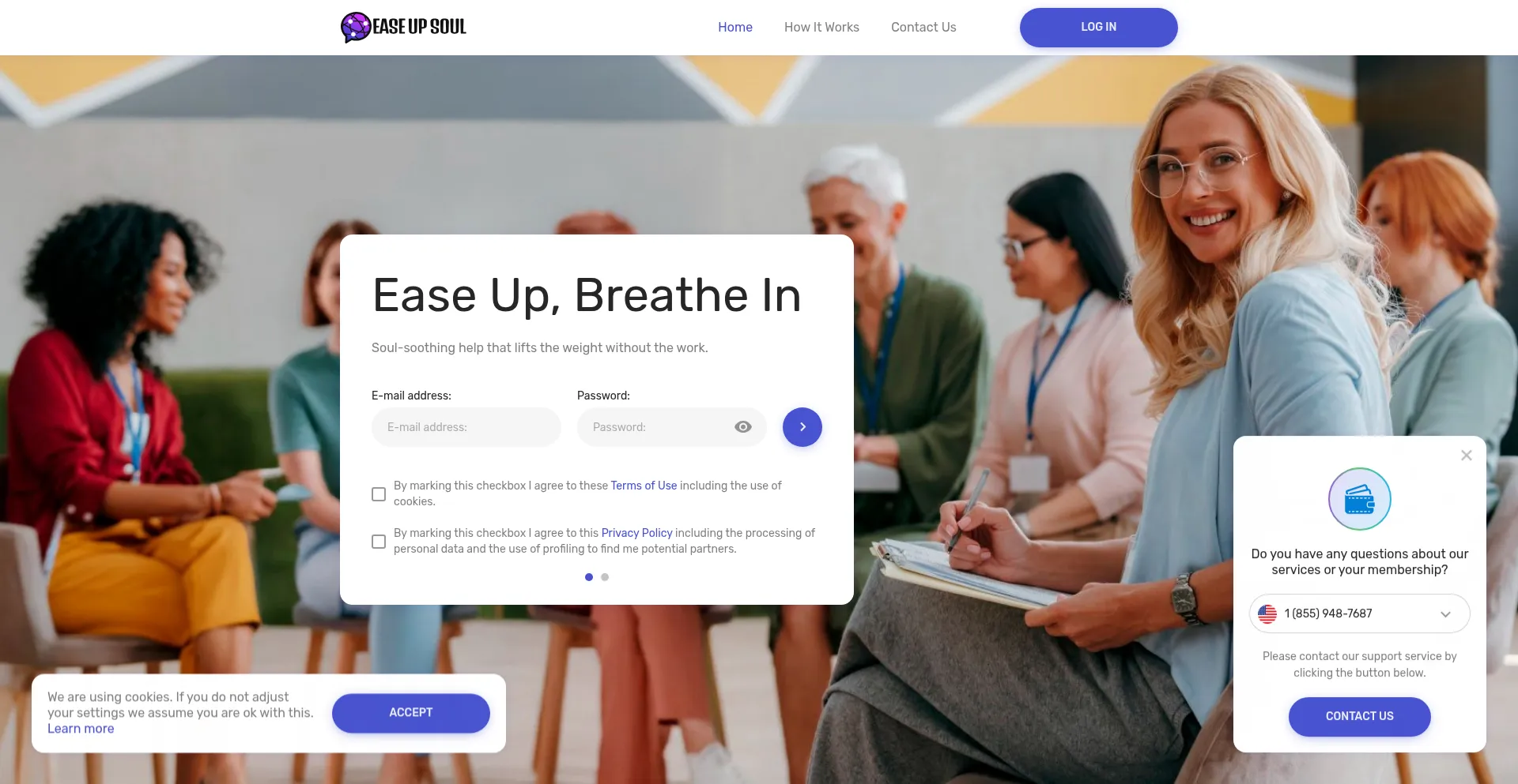 Website screenshot of Easeupsoul.com
