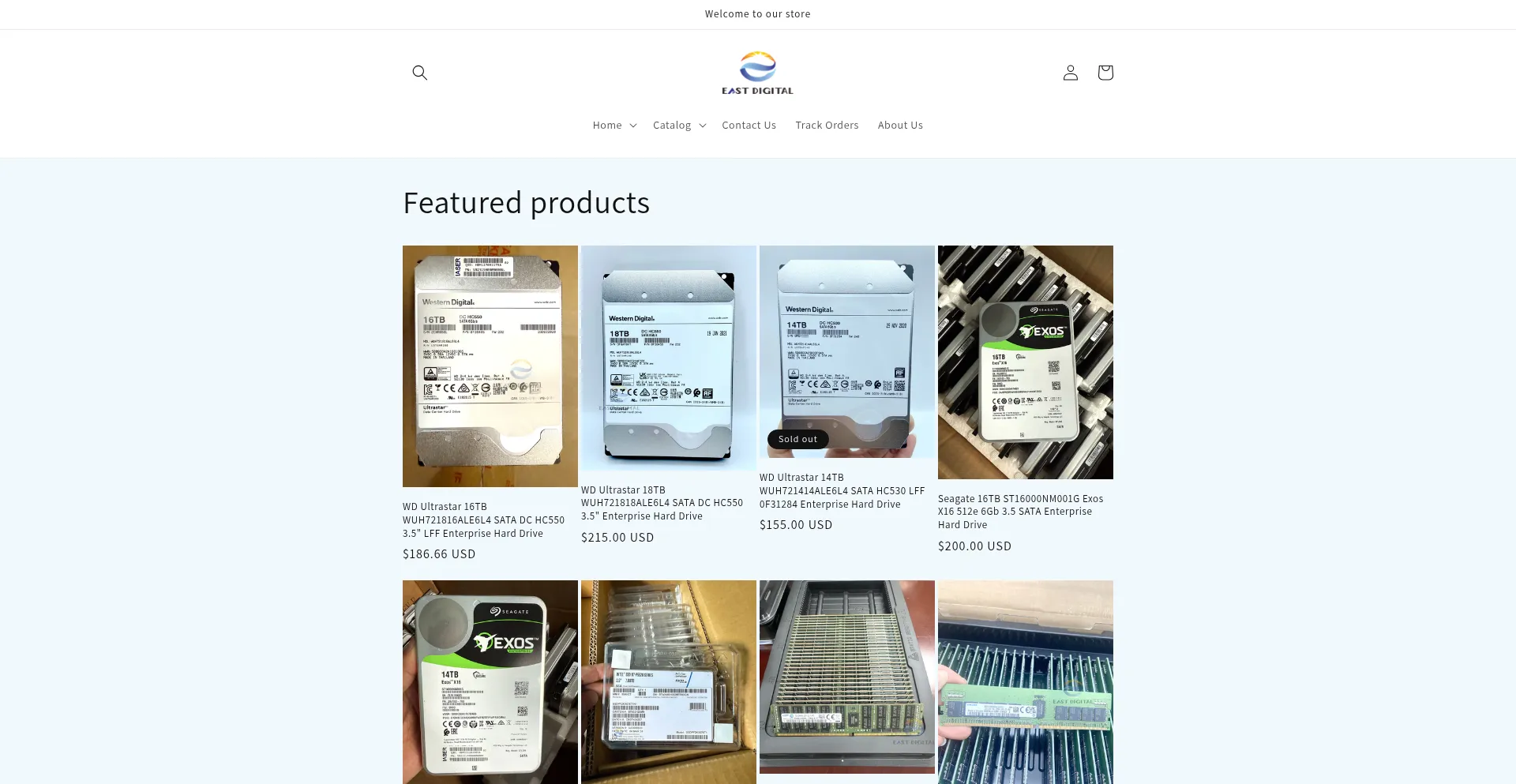 Website screenshot of East-digital.myshopify.com