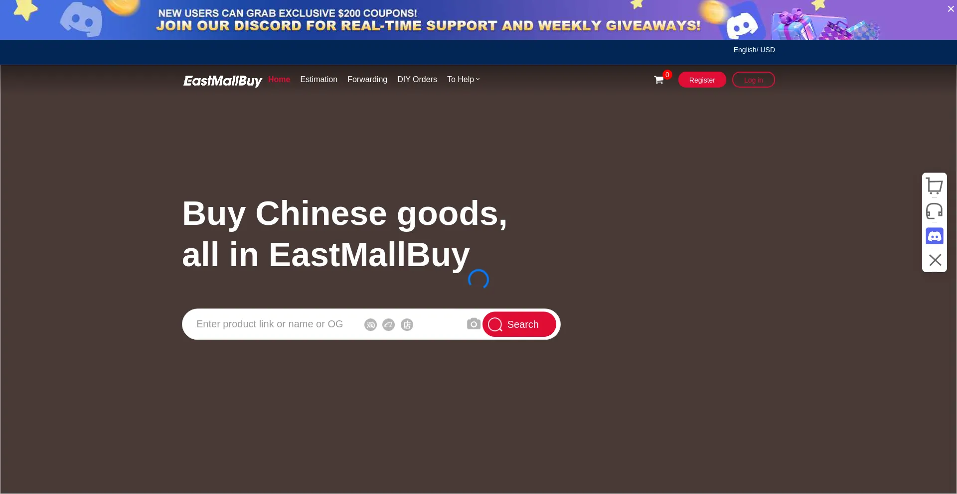 Website screenshot of Eastmallbuy.com