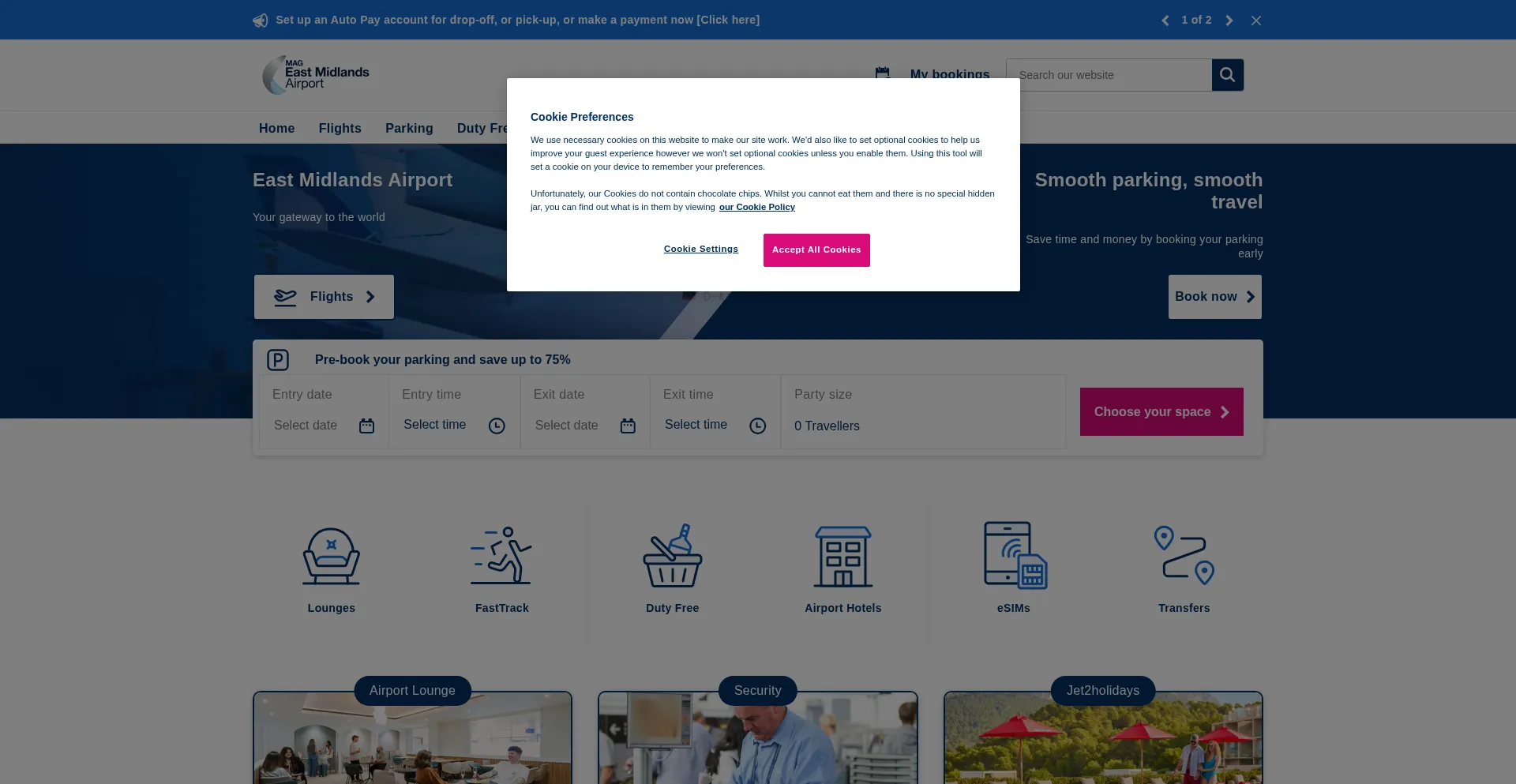 Eastmidlandsairport.com Screenshot