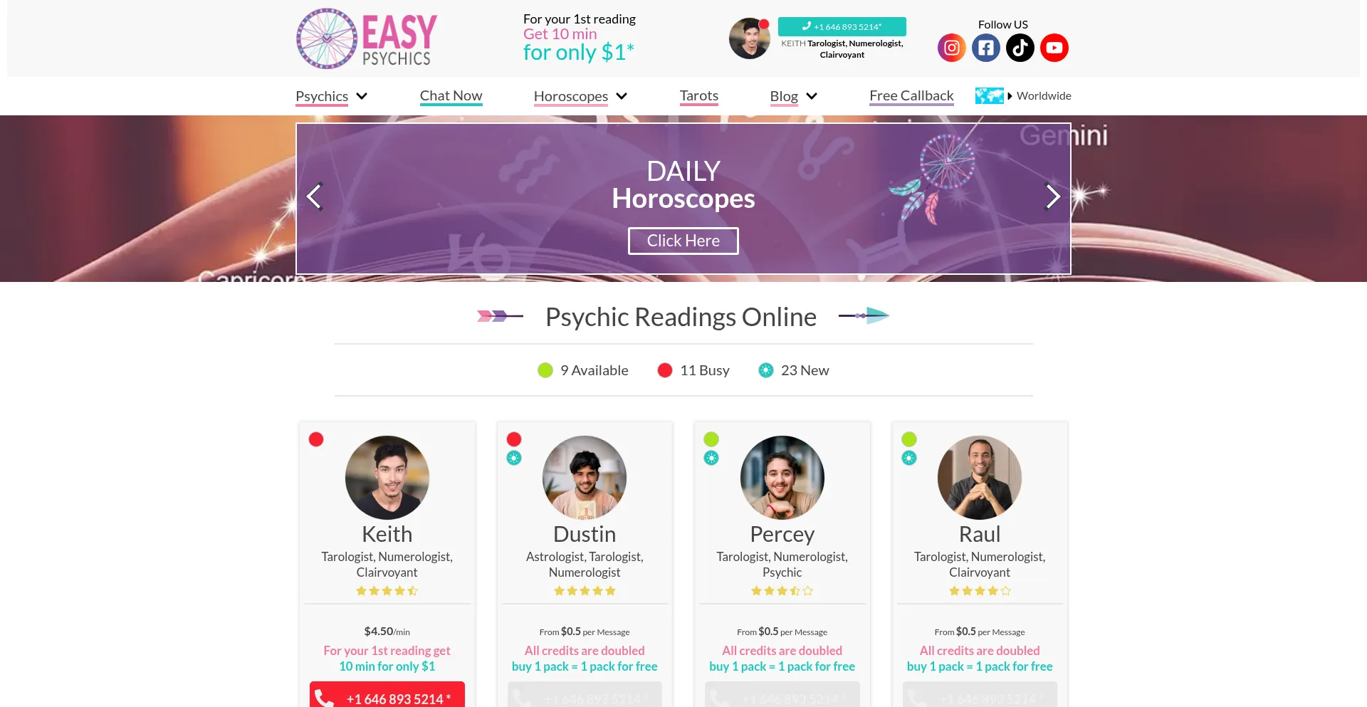 Easy-psychics.com Screenshot