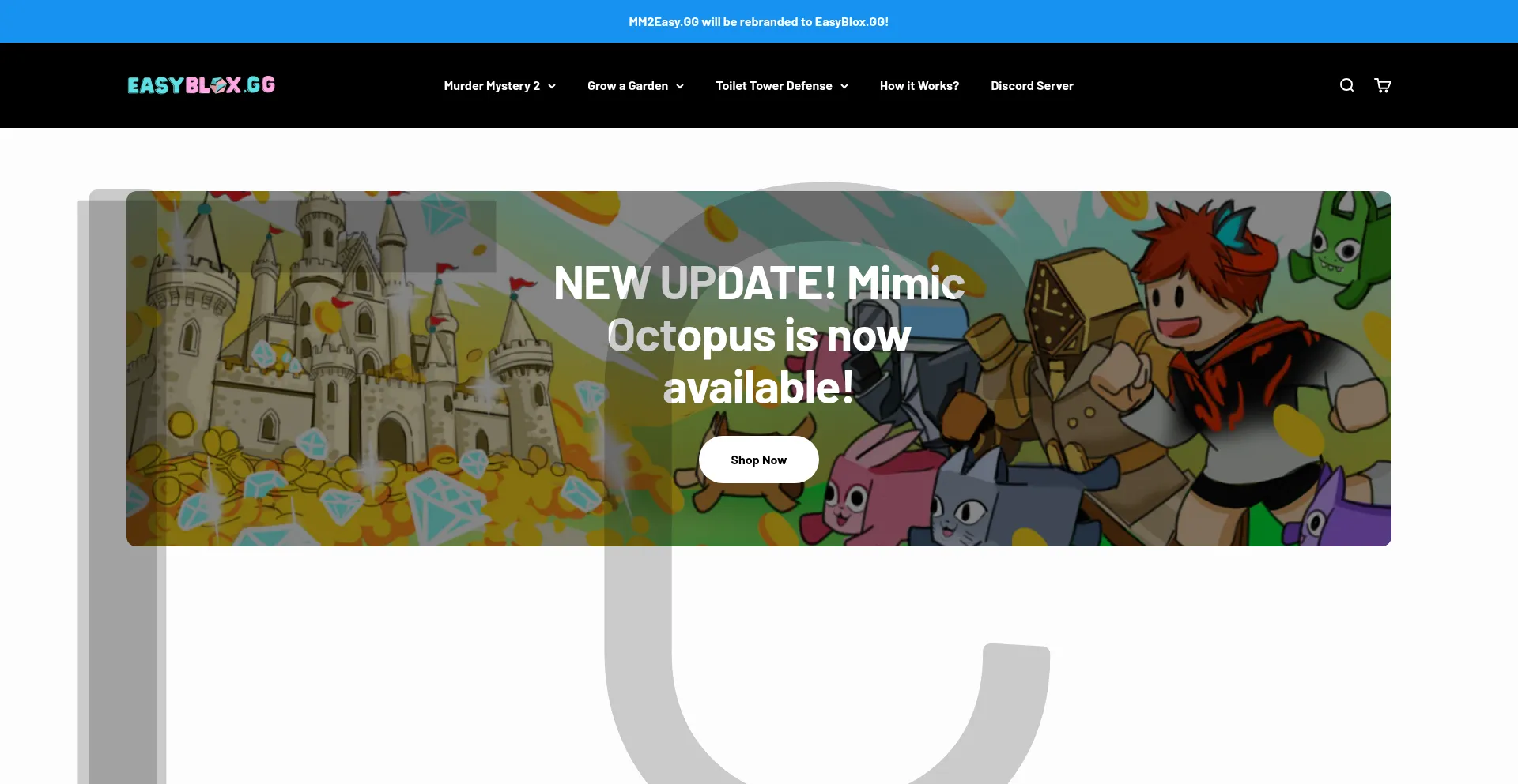 Website screenshot of Easyblox.gg