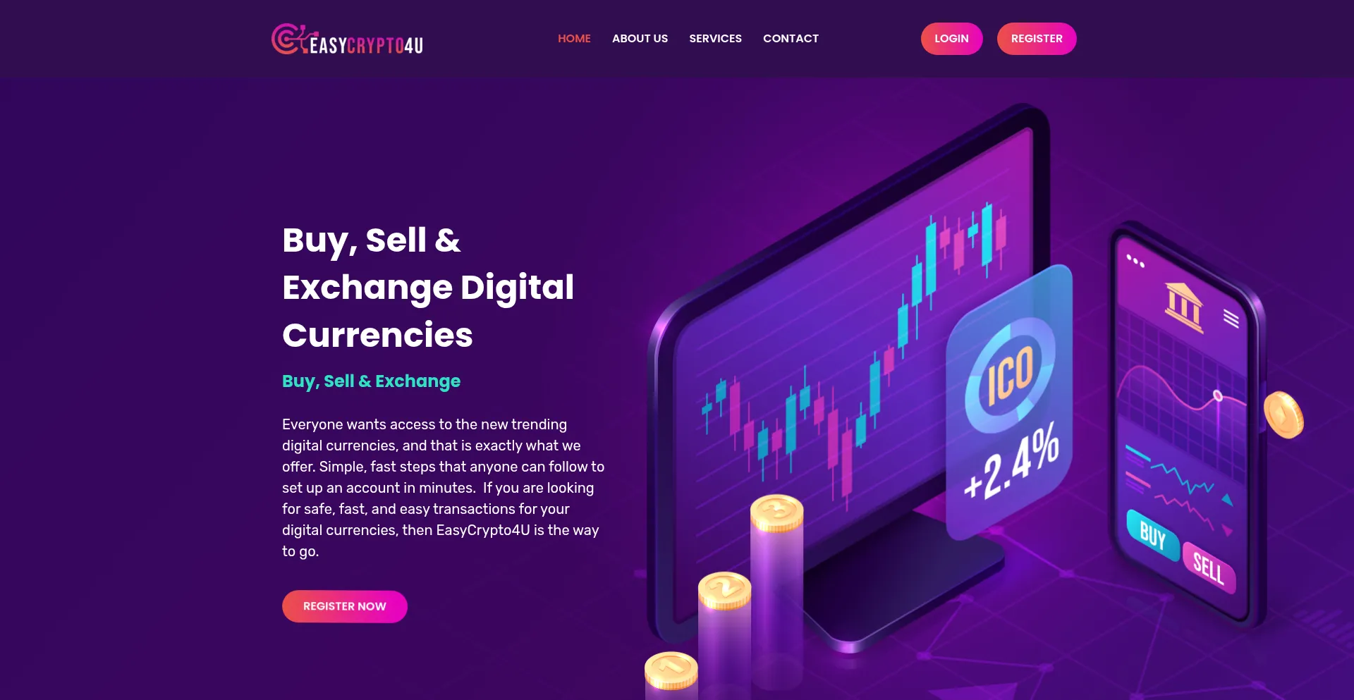 Website screenshot of Easycrypto4u.com
