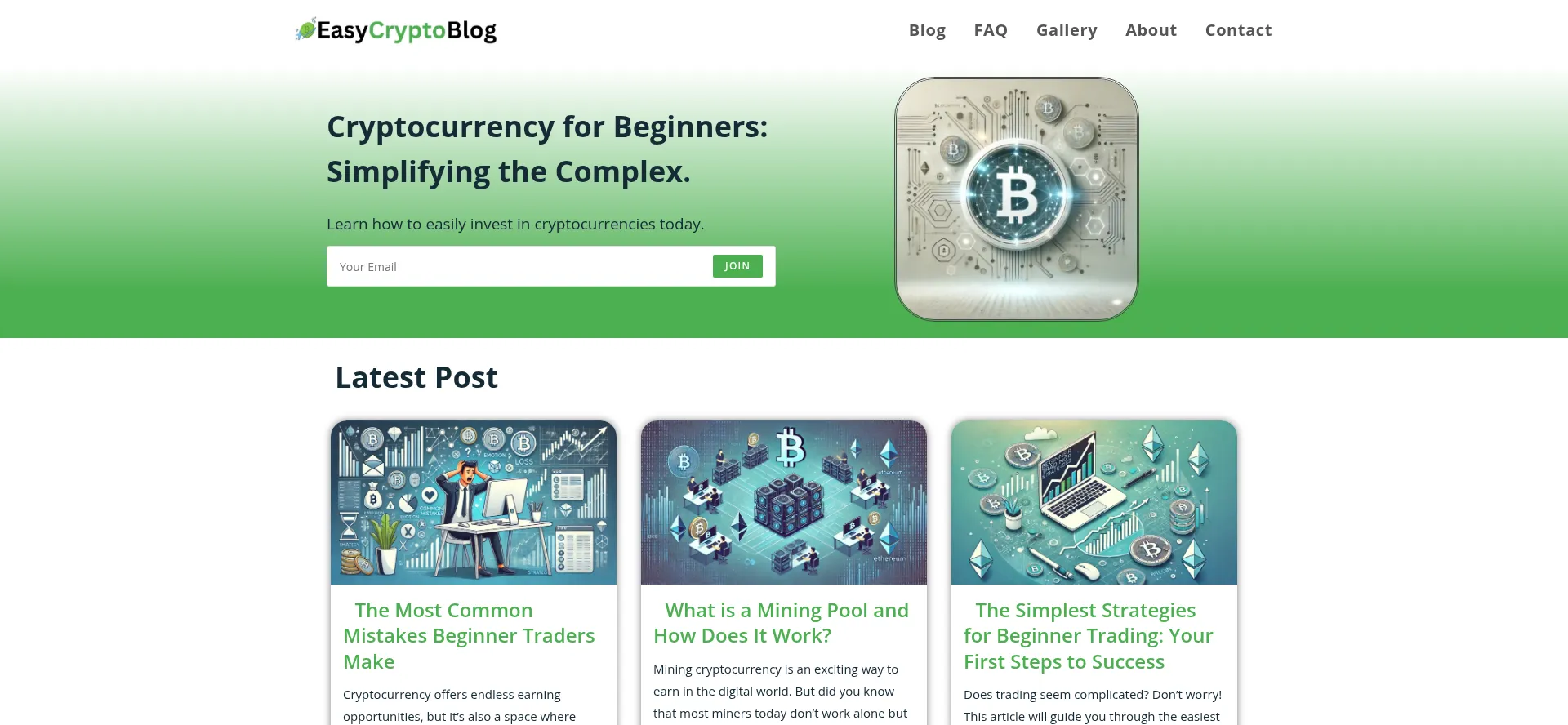 Website screenshot of Easycryptoblog.com