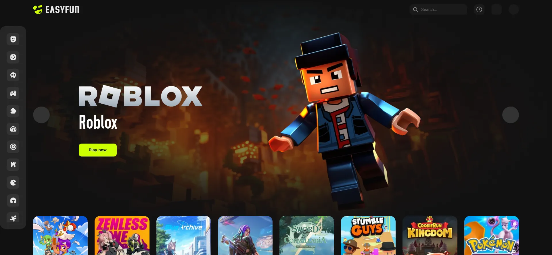 Website screenshot of Easyfun.gg