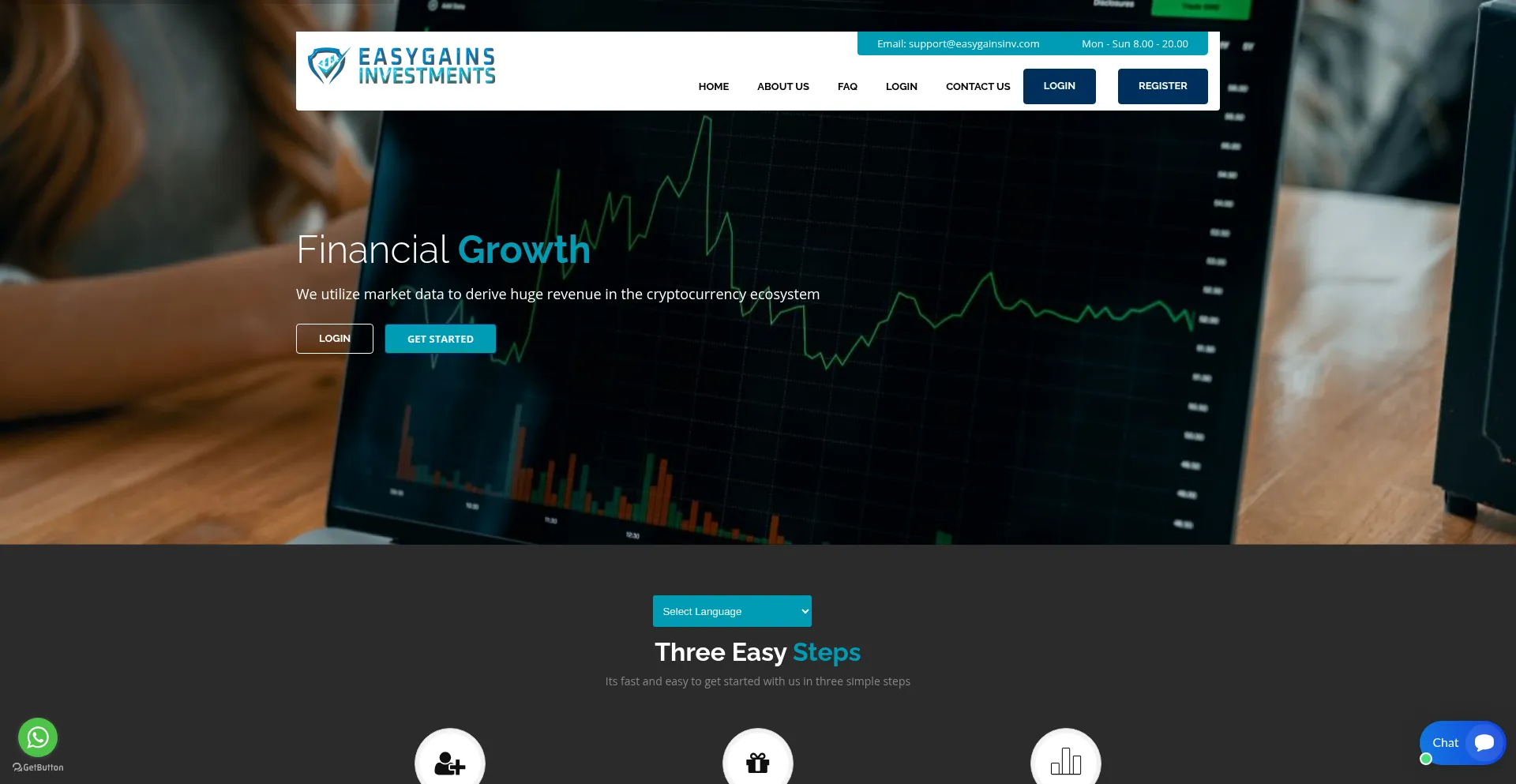 Website screenshot of Easygainsinv.com