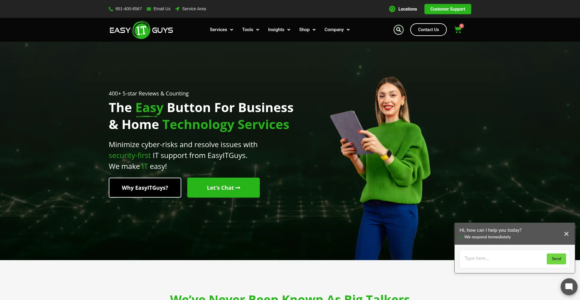 Website screenshot of Easyitguys.com