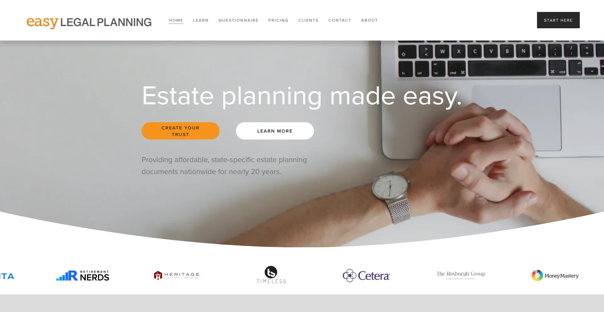 Website screenshot of Easylegalplanning.com