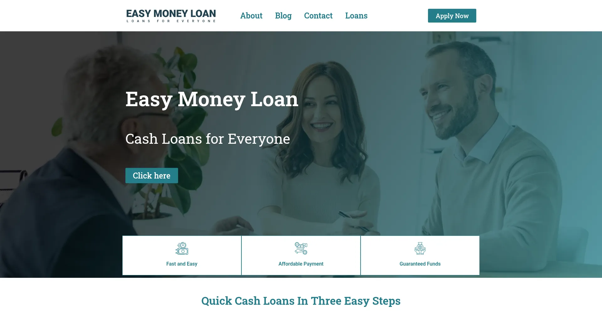 Website screenshot of Easymoneyloan.org