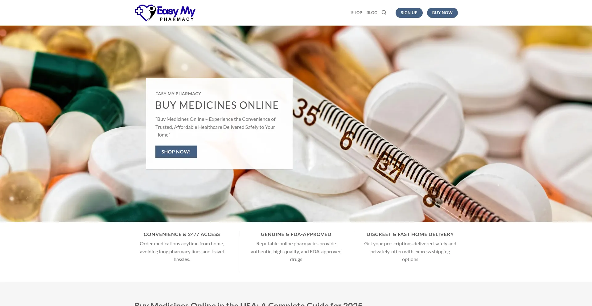 Website screenshot of Easymypharmacy.com