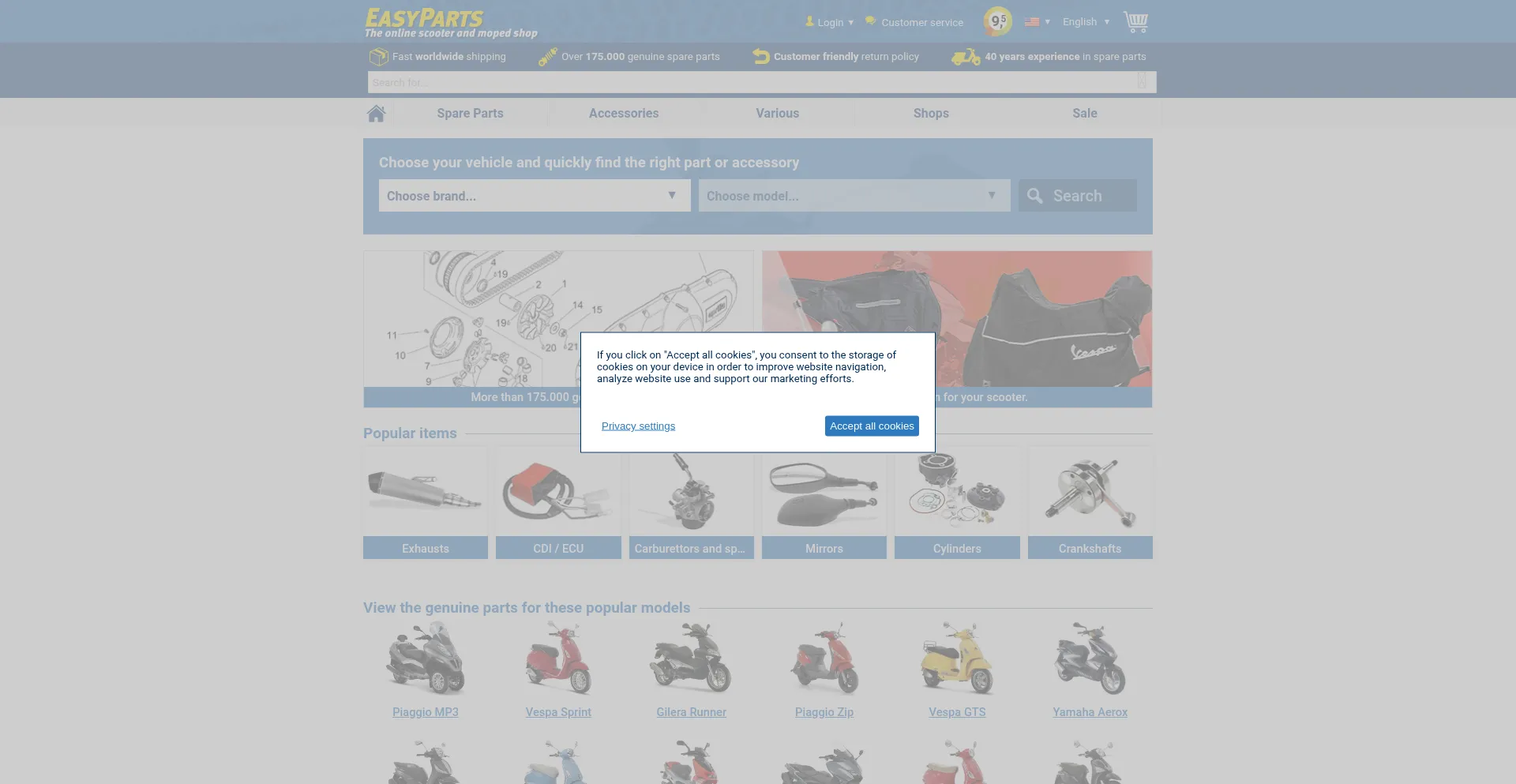 Website screenshot of Easyparts.com
