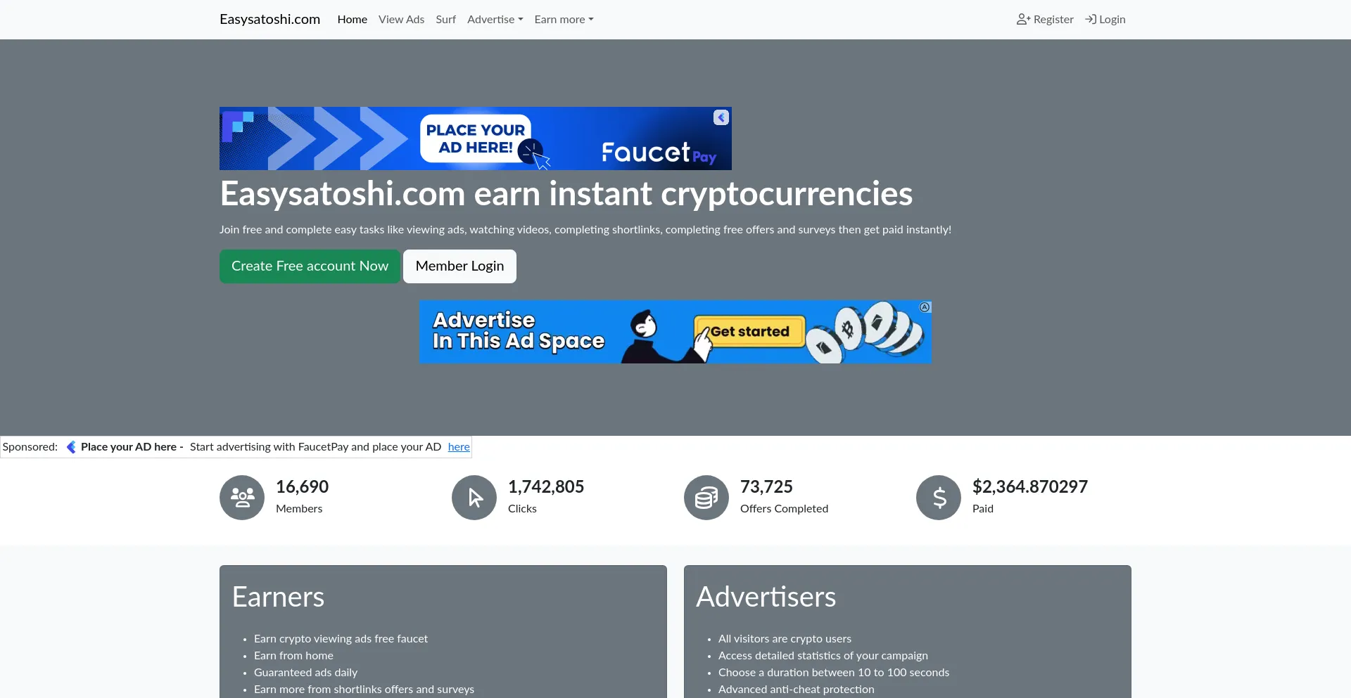 Website screenshot of Easysatoshi.com
