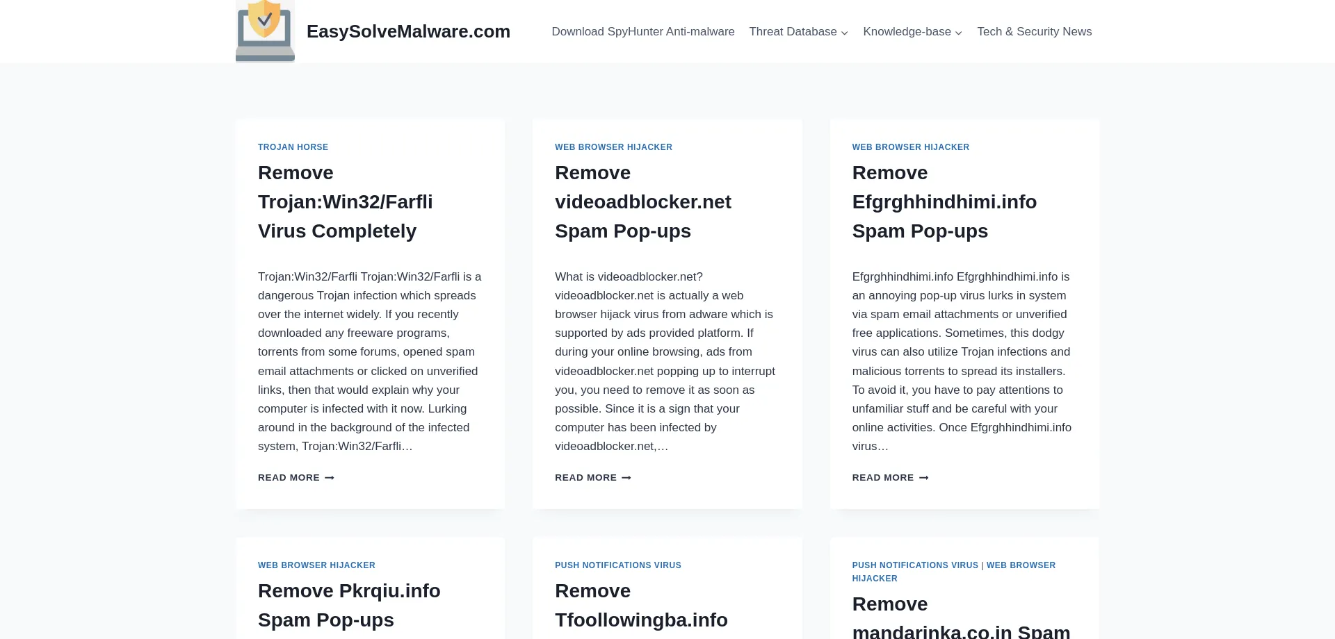 Website screenshot of Easysolvemalware.com
