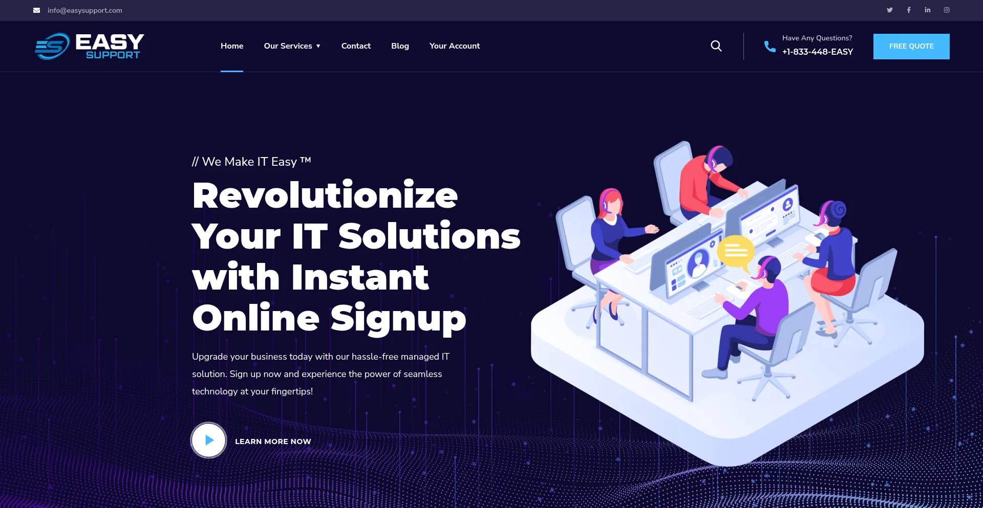 Website screenshot of Easysupport.com