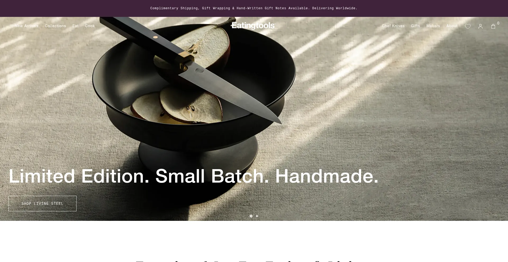 Website screenshot of Eatingtools.com