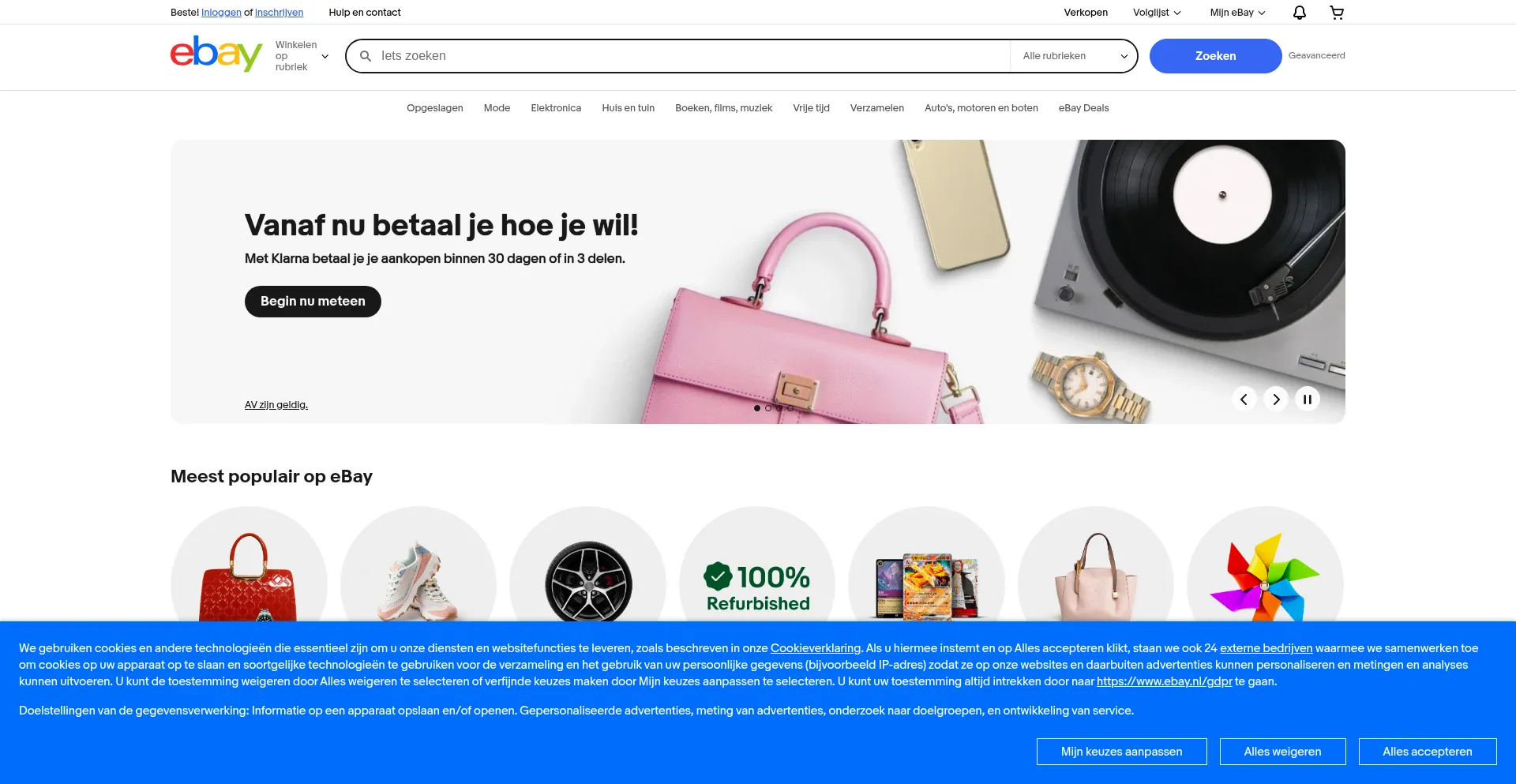 Website screenshot of Ebay.nl