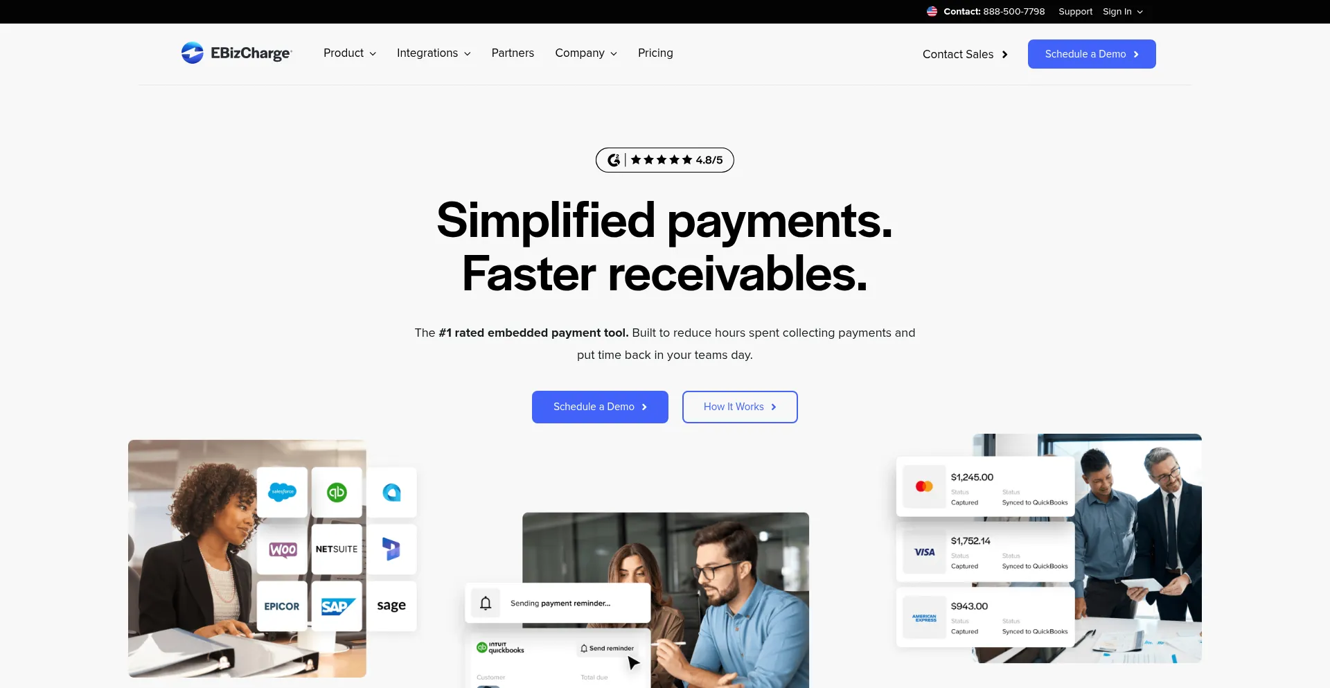 Website screenshot of Ebizcharge.com