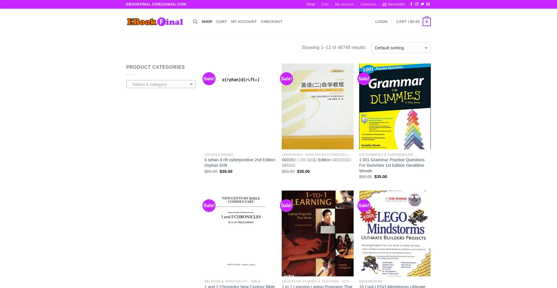 Website screenshot of Ebookfinal.com