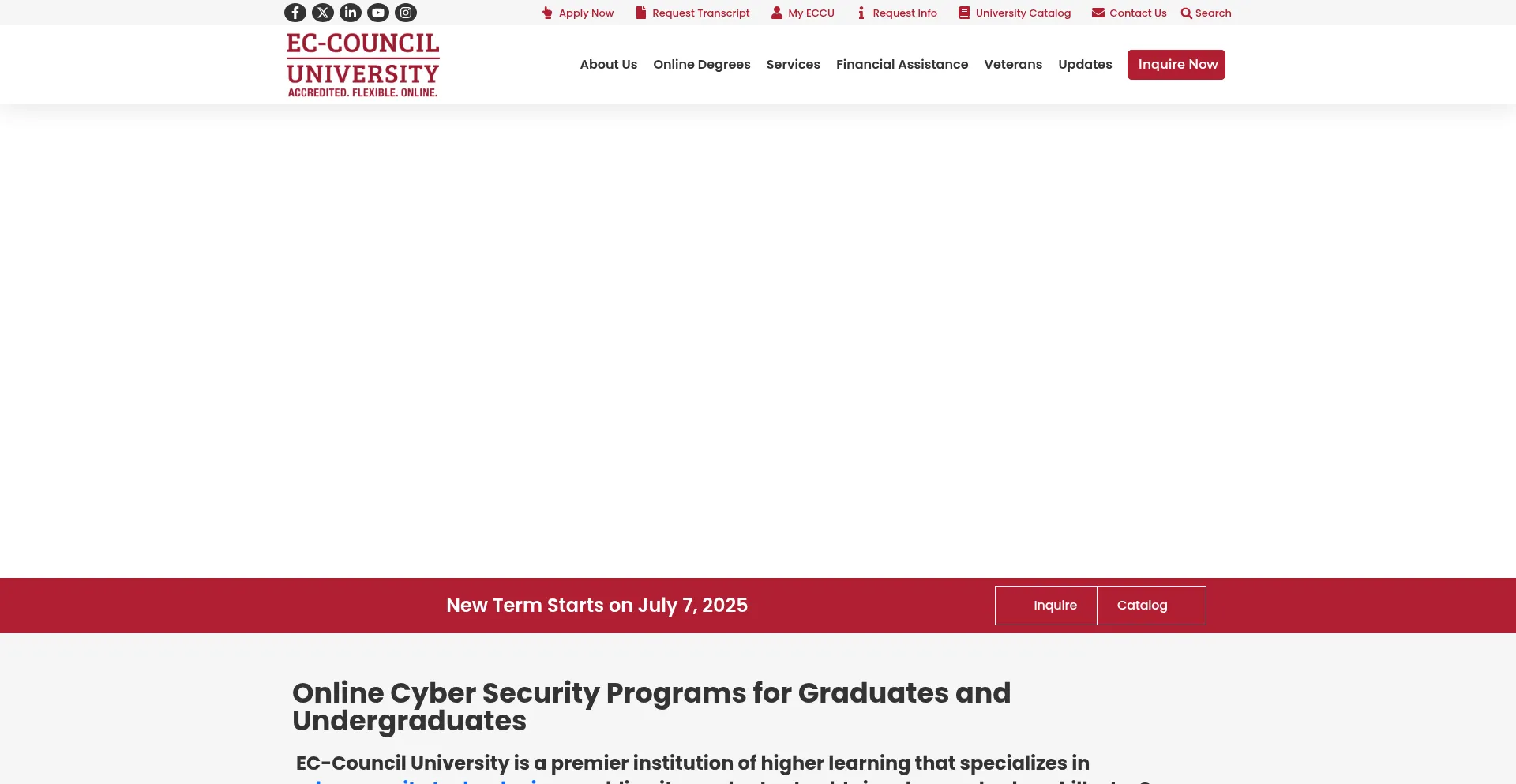 Website screenshot of Eccu.edu
