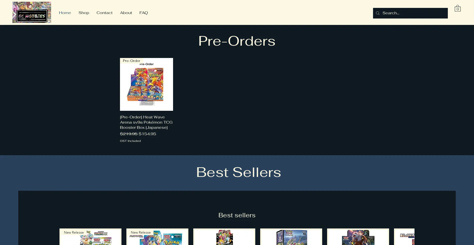 Website screenshot of Echobbies.com.au