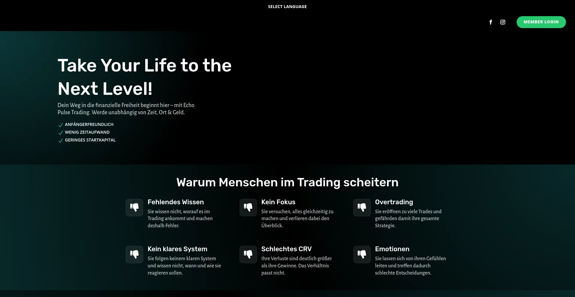 Website screenshot of Echopulsetrading.com