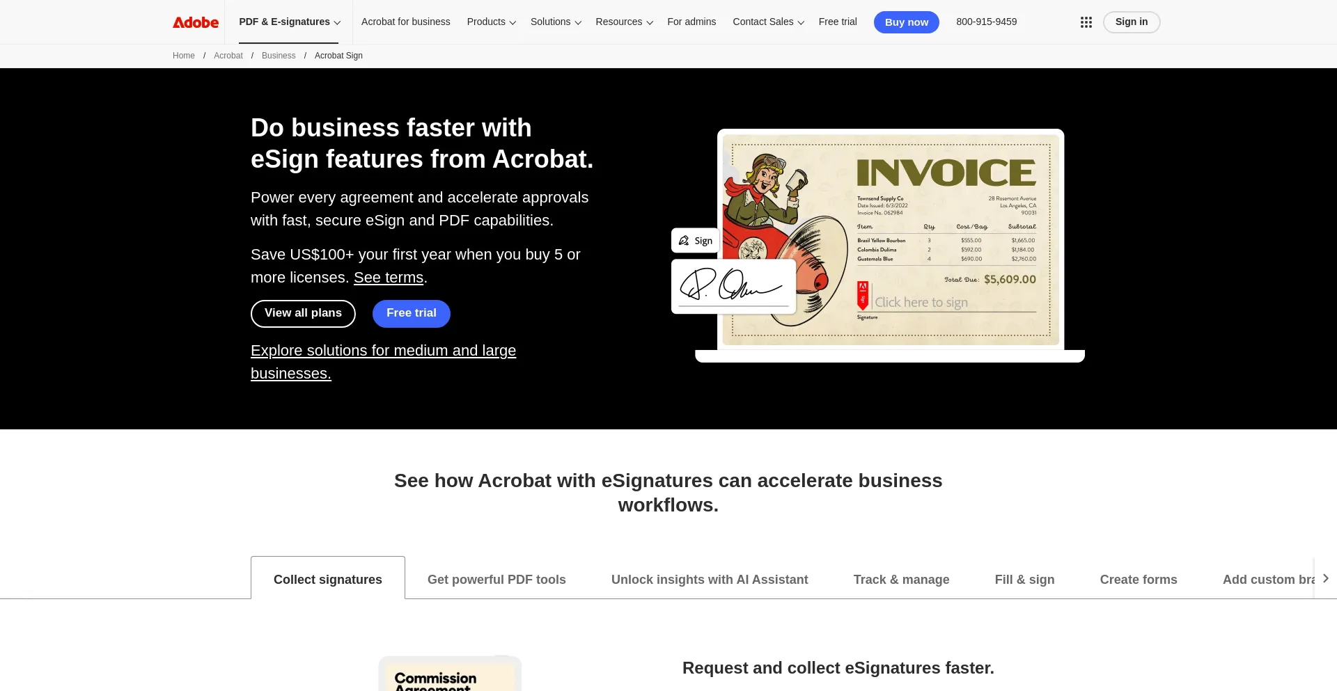 Website screenshot of Echosign.com
