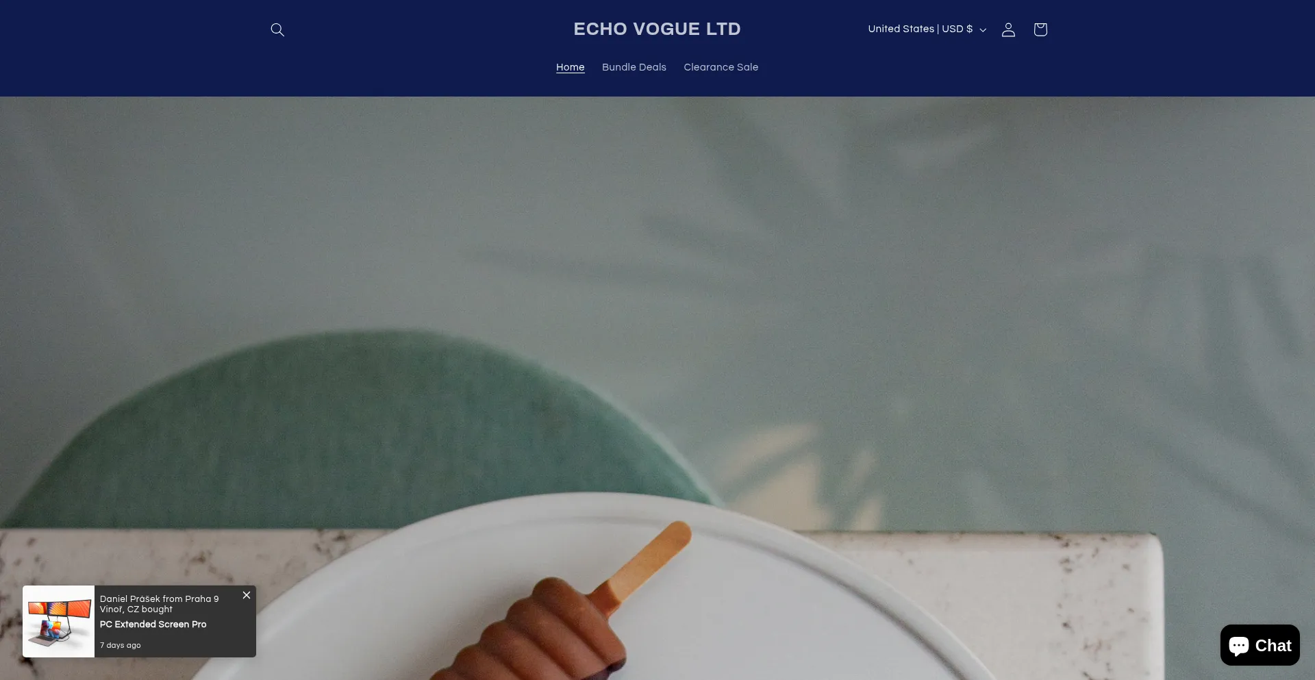 Website screenshot of Echovogueltd.shop
