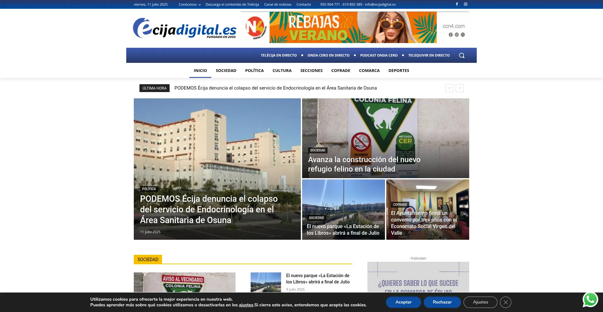 Website screenshot of Ecijadigital.es