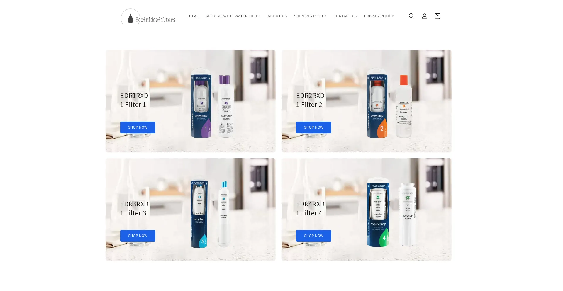 Website screenshot of Ecofridgefilters.com