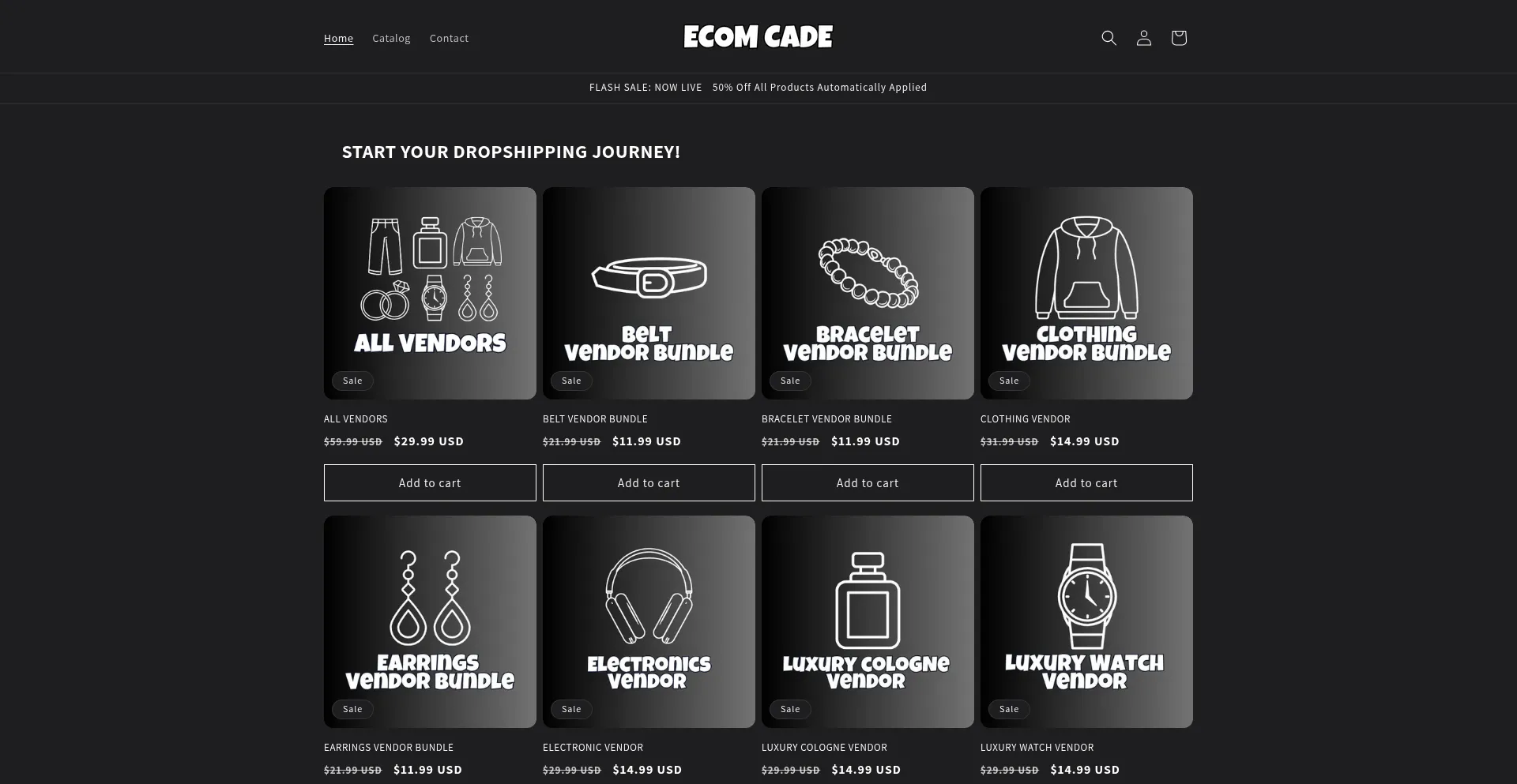 Website screenshot of Ecomcade.com