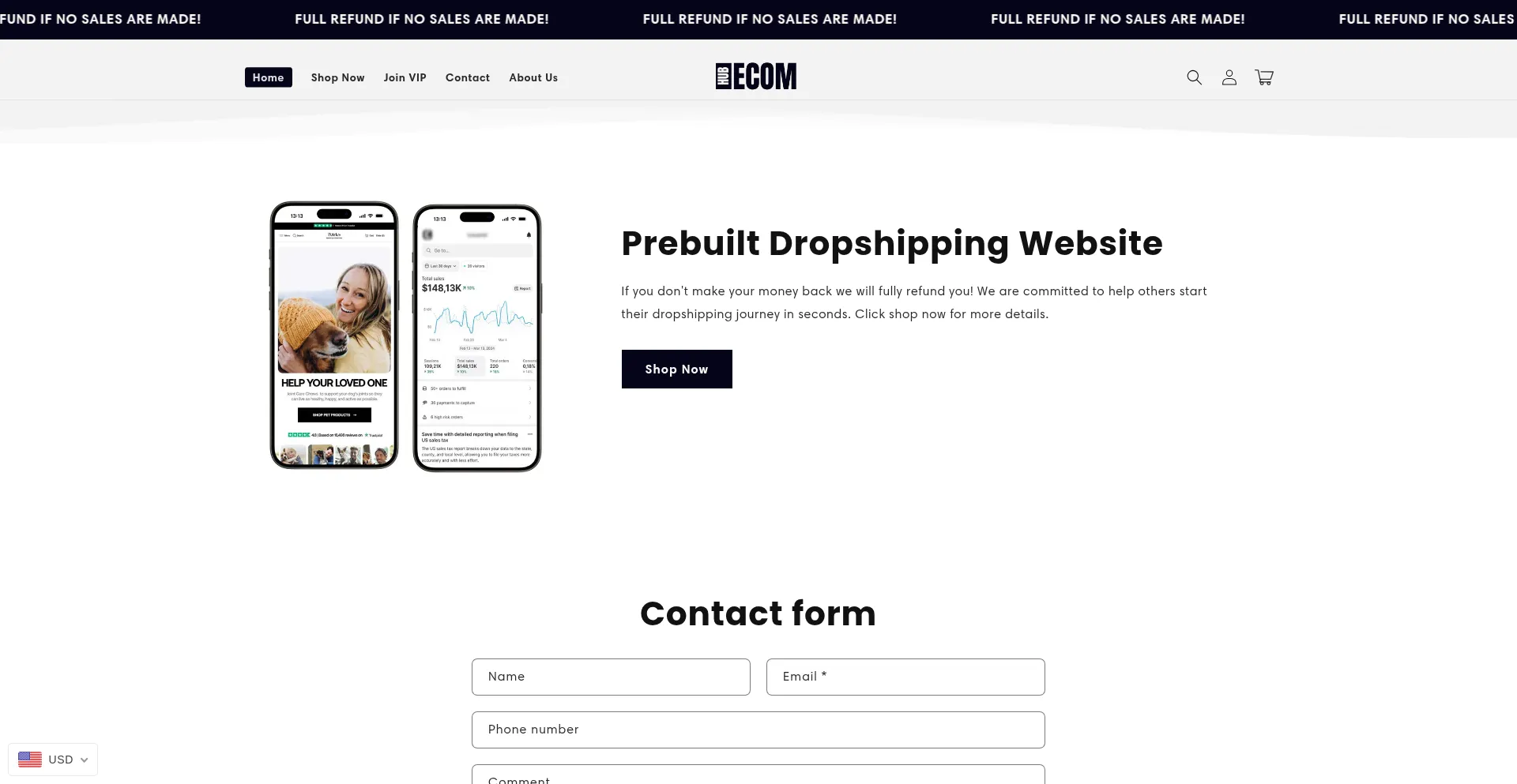 Website screenshot of Ecomhub.us