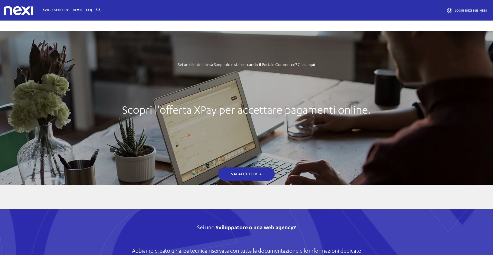 Website screenshot of Ecommerce.nexi.it