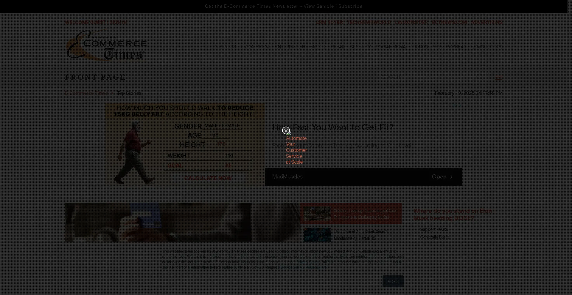 Website screenshot of Ecommercetimes.com
