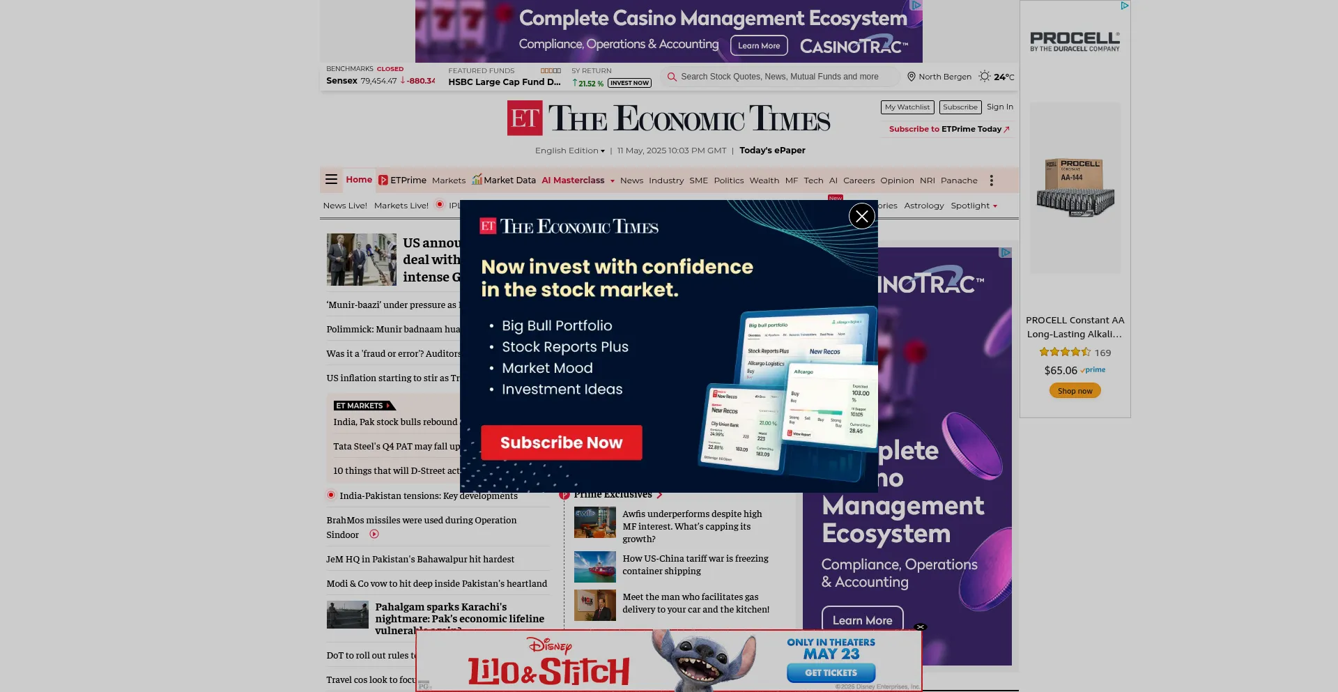 Website screenshot of Economictimes.indiatimes.com