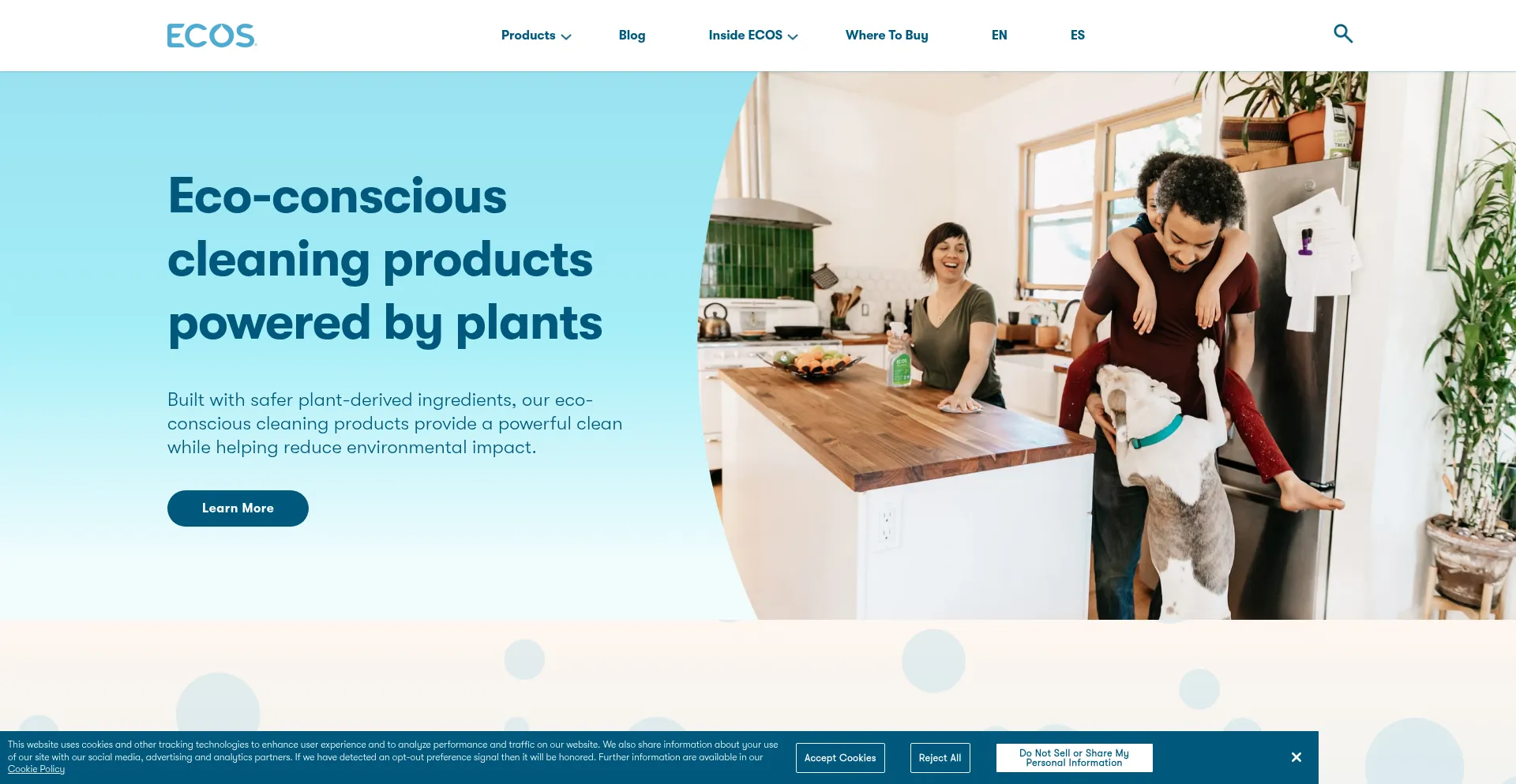 Website screenshot of Ecos.com