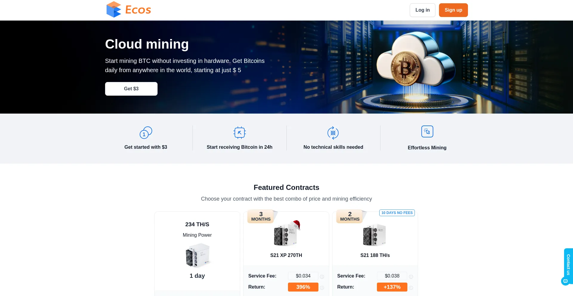 Website screenshot of Ecoscloudminers.com