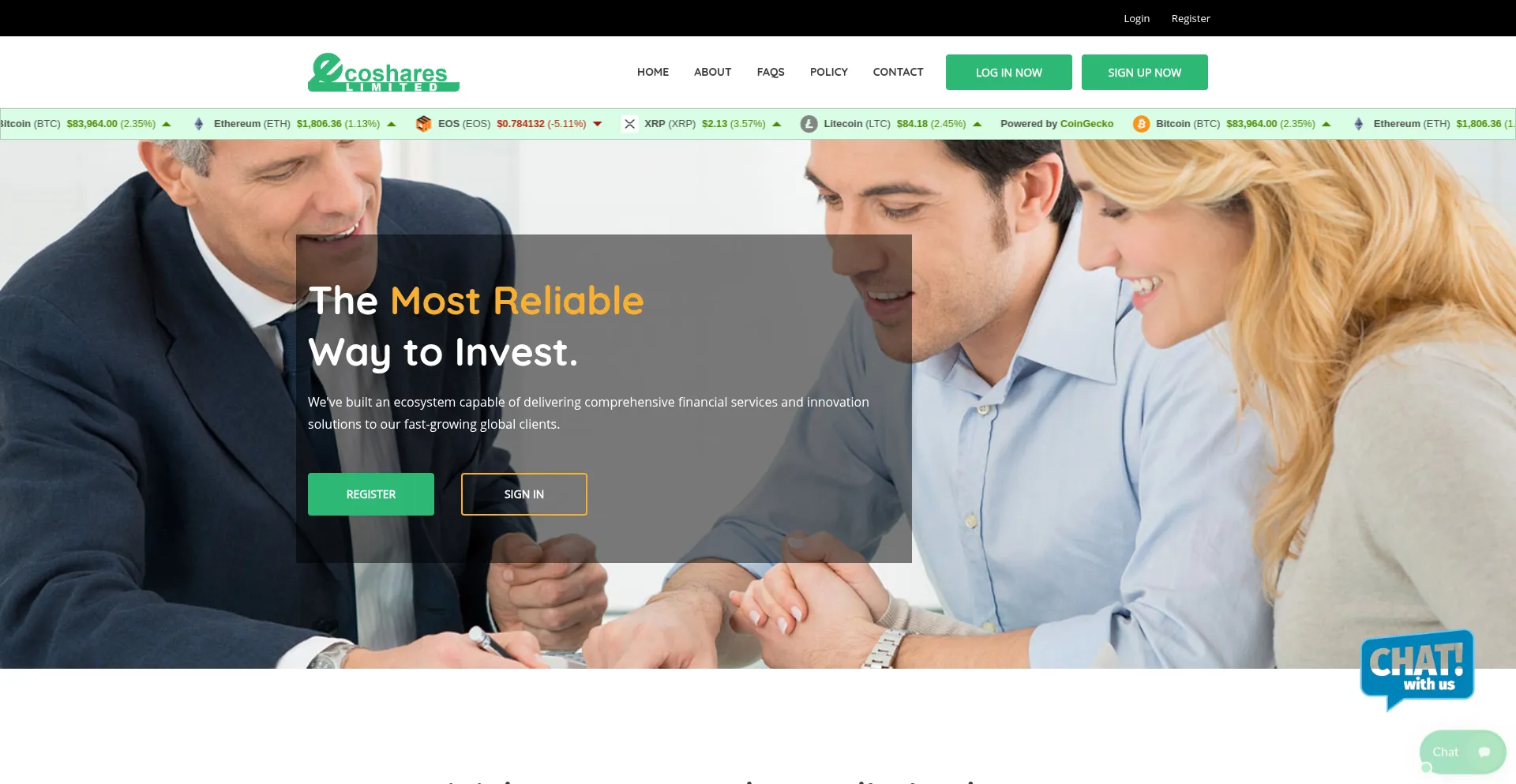Website screenshot of Ecoshares-limited.com