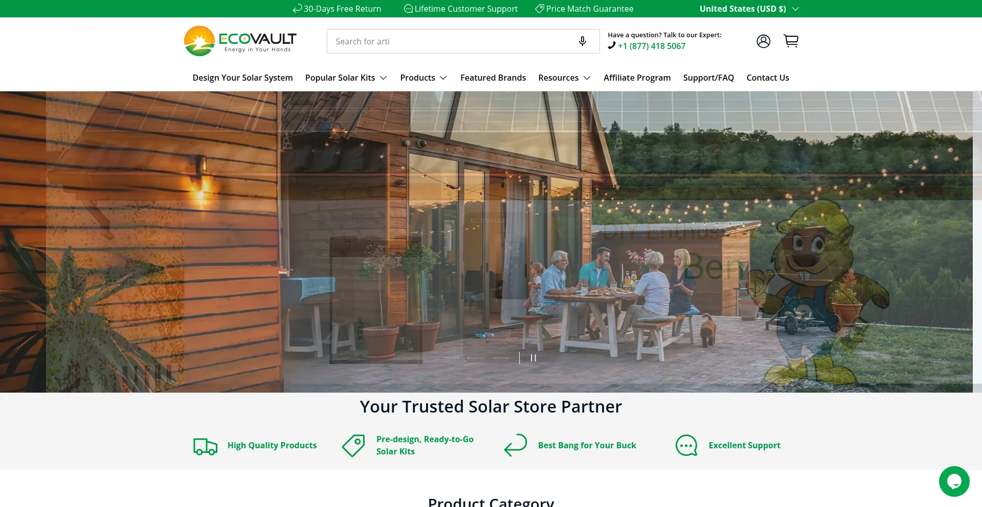 Website screenshot of Ecovault.com