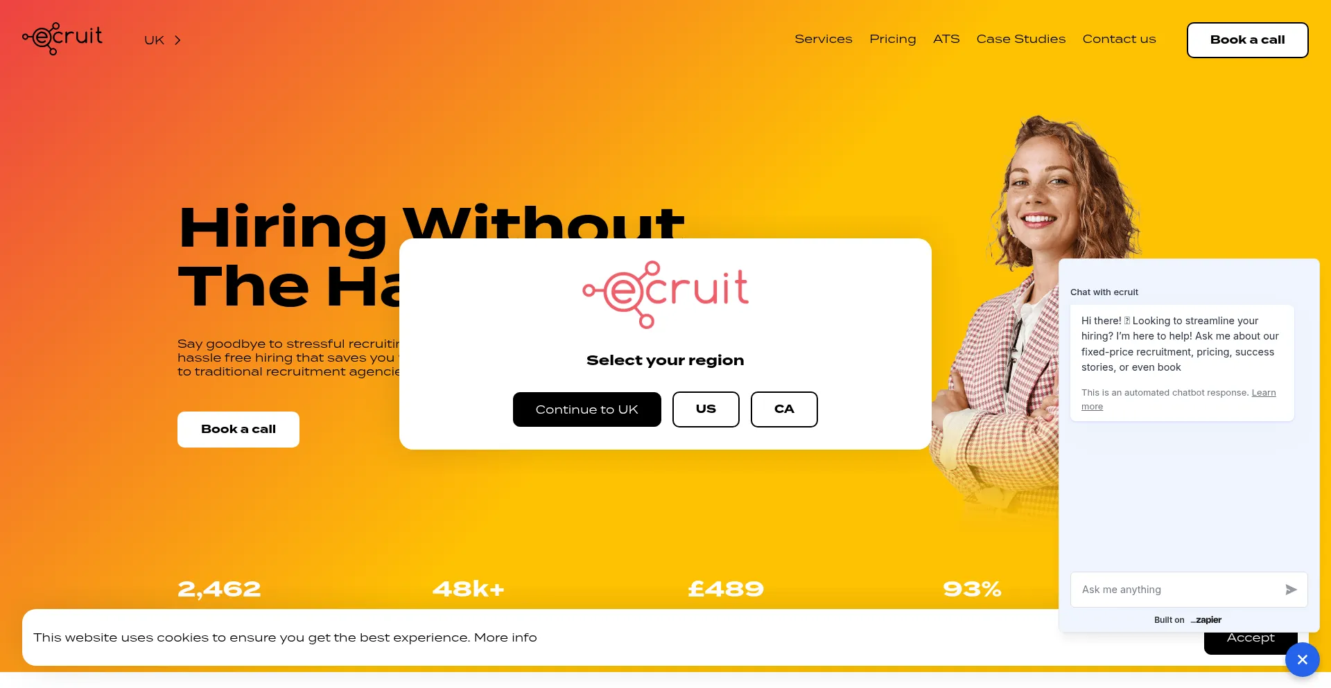 Website screenshot of Ecruit.co.uk
