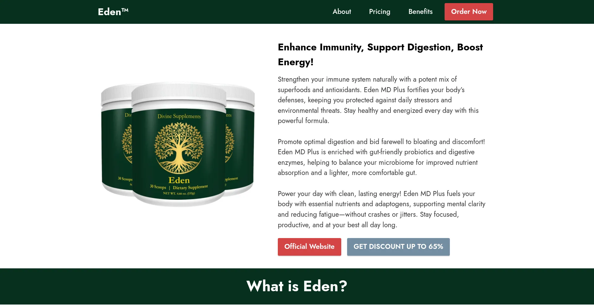 Website screenshot of Eden-supplement.com
