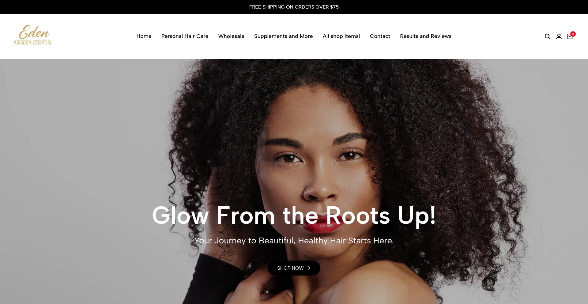 Website screenshot of Edenkingdomessential.com