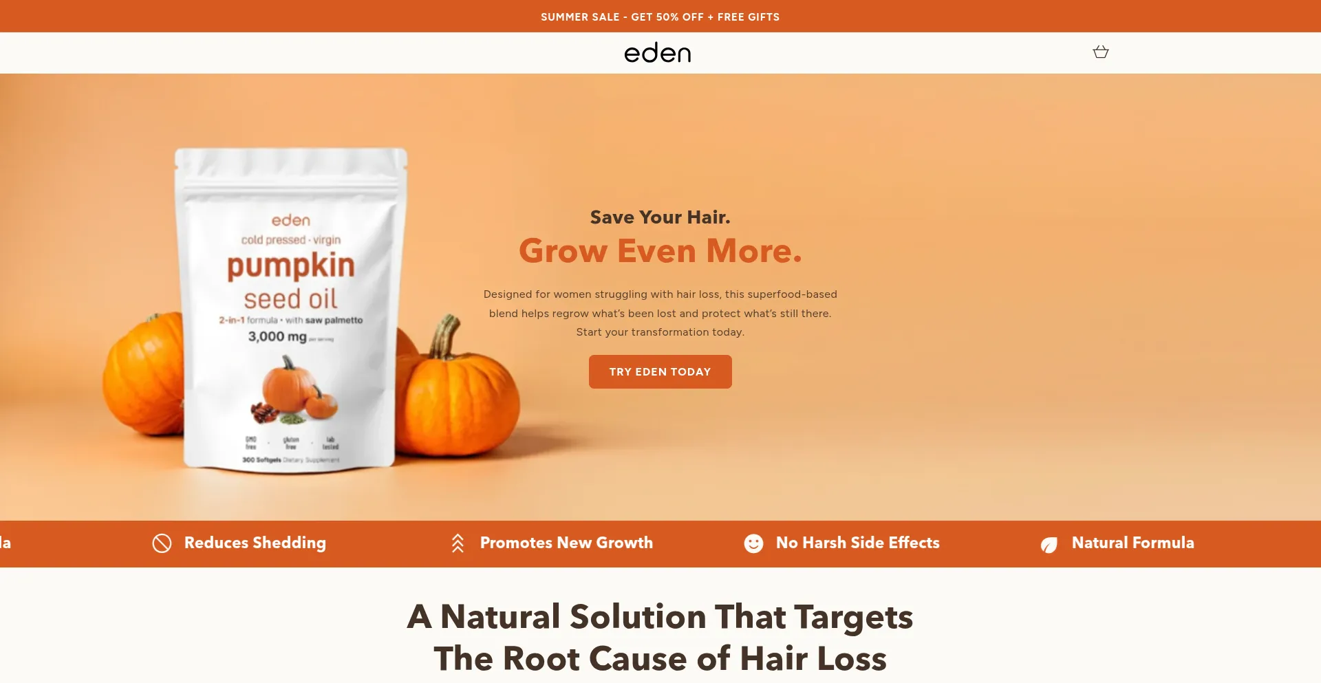 Website screenshot of Edensuperfoods.com